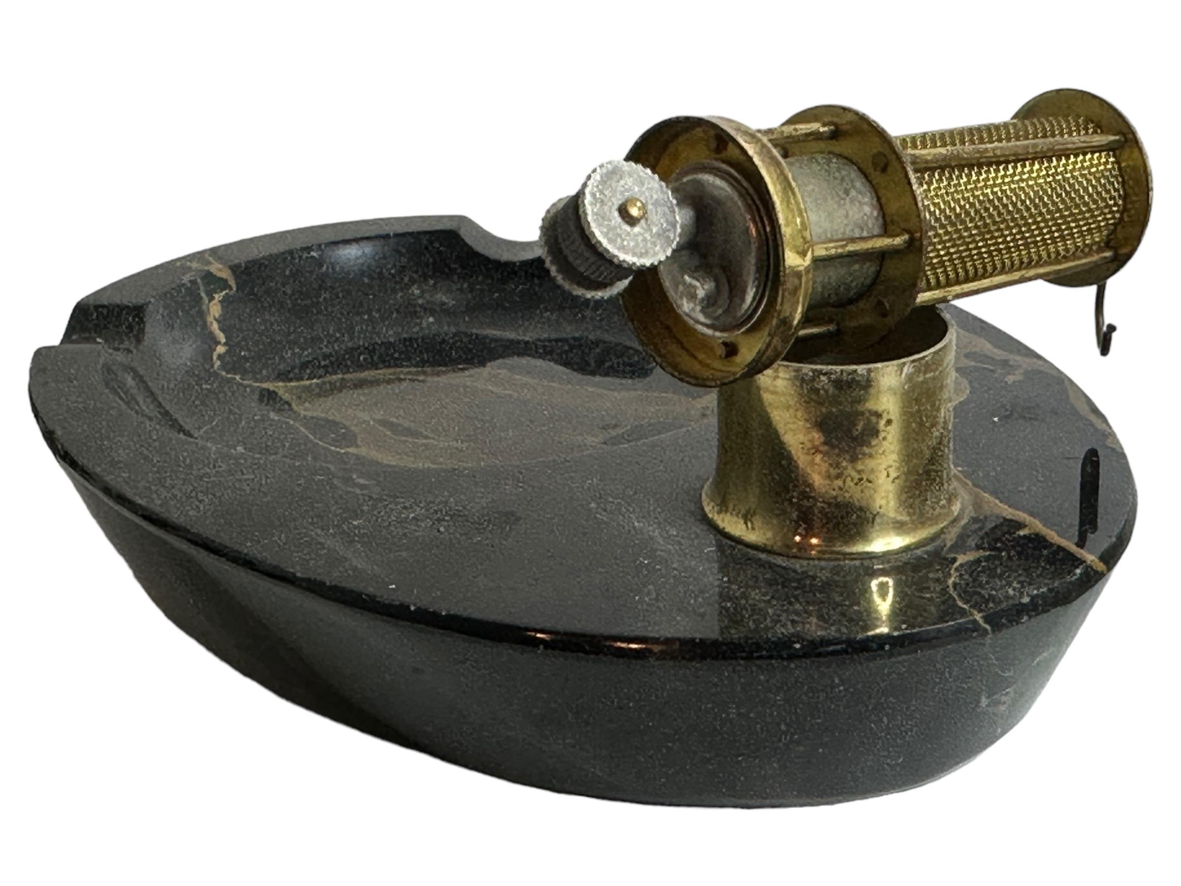 Brass Miners Lantern Lighter & Marble Ashtray Vintage German 1920s For Sale 5