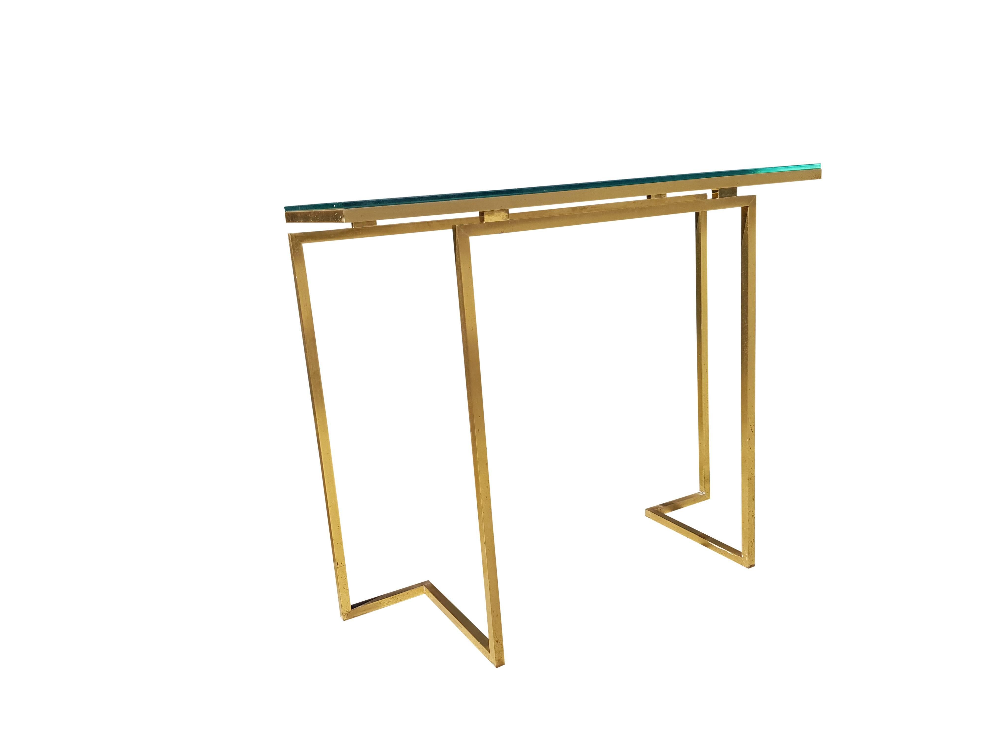 Mid-Century Modern Brass Mirror and Console Table from Guy Lefevre for Maison Jansen For Sale