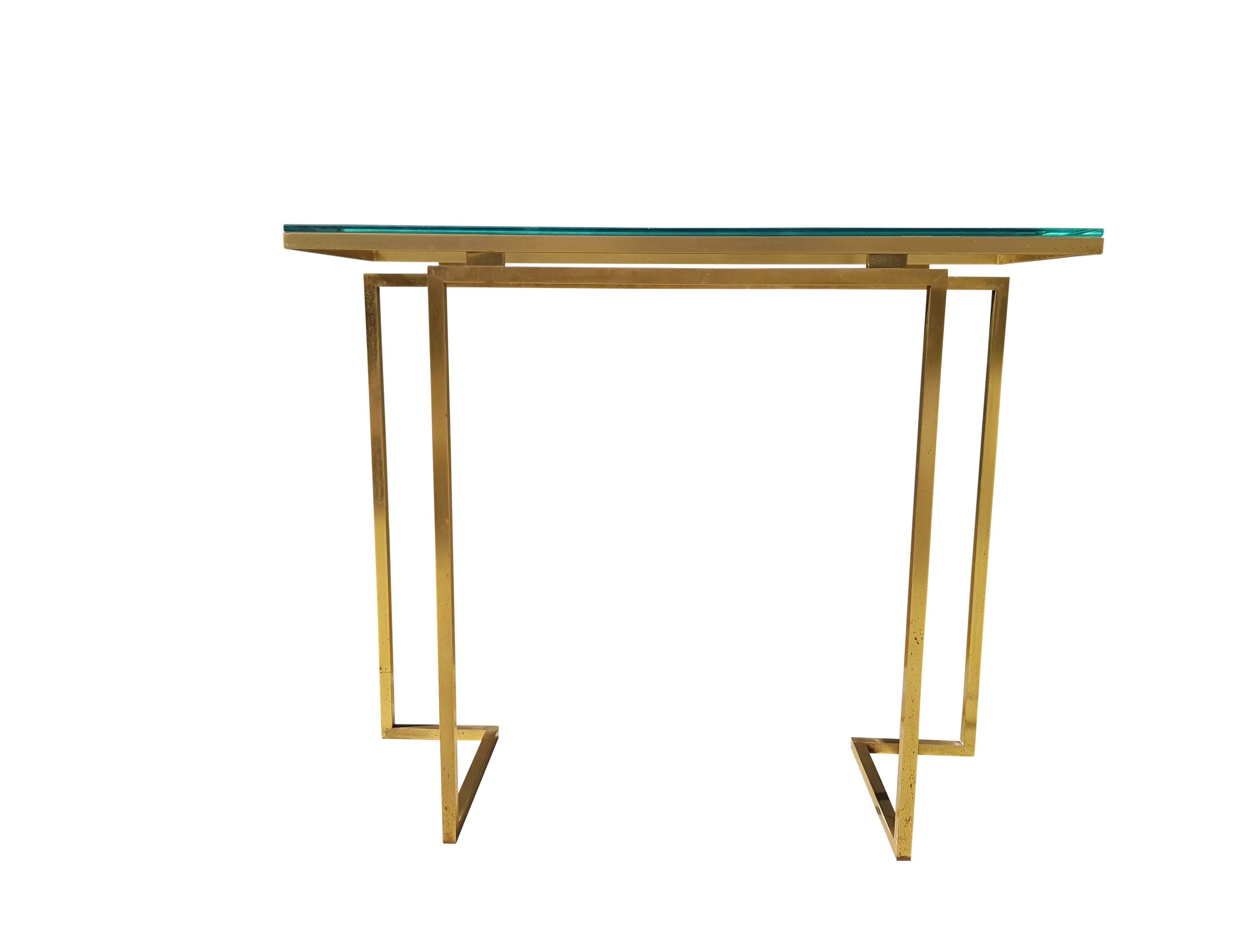 Late 20th Century Brass Mirror and Console Table from Guy Lefevre for Maison Jansen For Sale