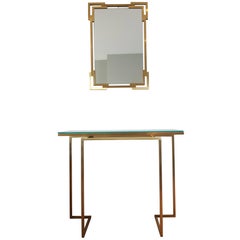 Brass Mirror and Console Table from Guy Lefevre for Maison Jansen