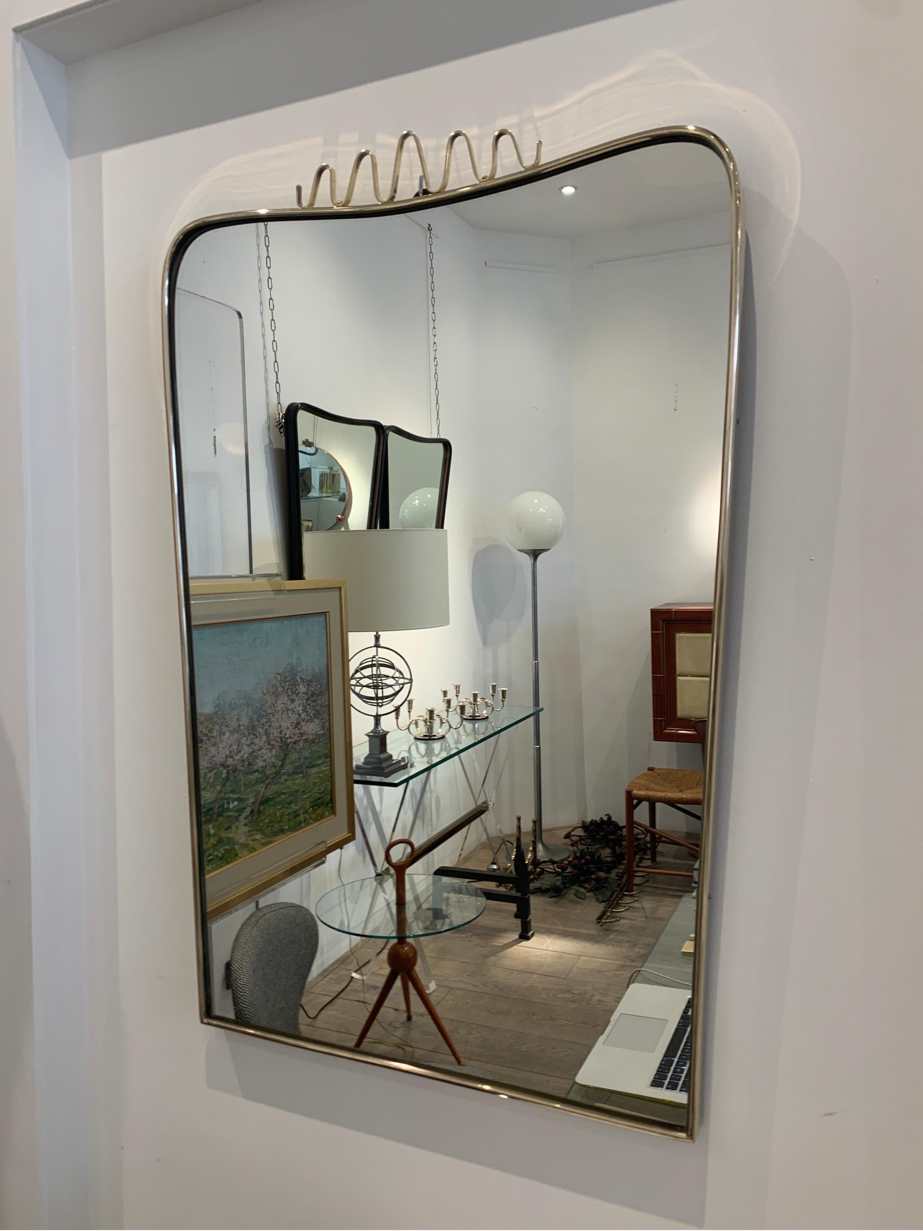 Italian Brass Mirror Attibuted to Gio Ponti, 1940s