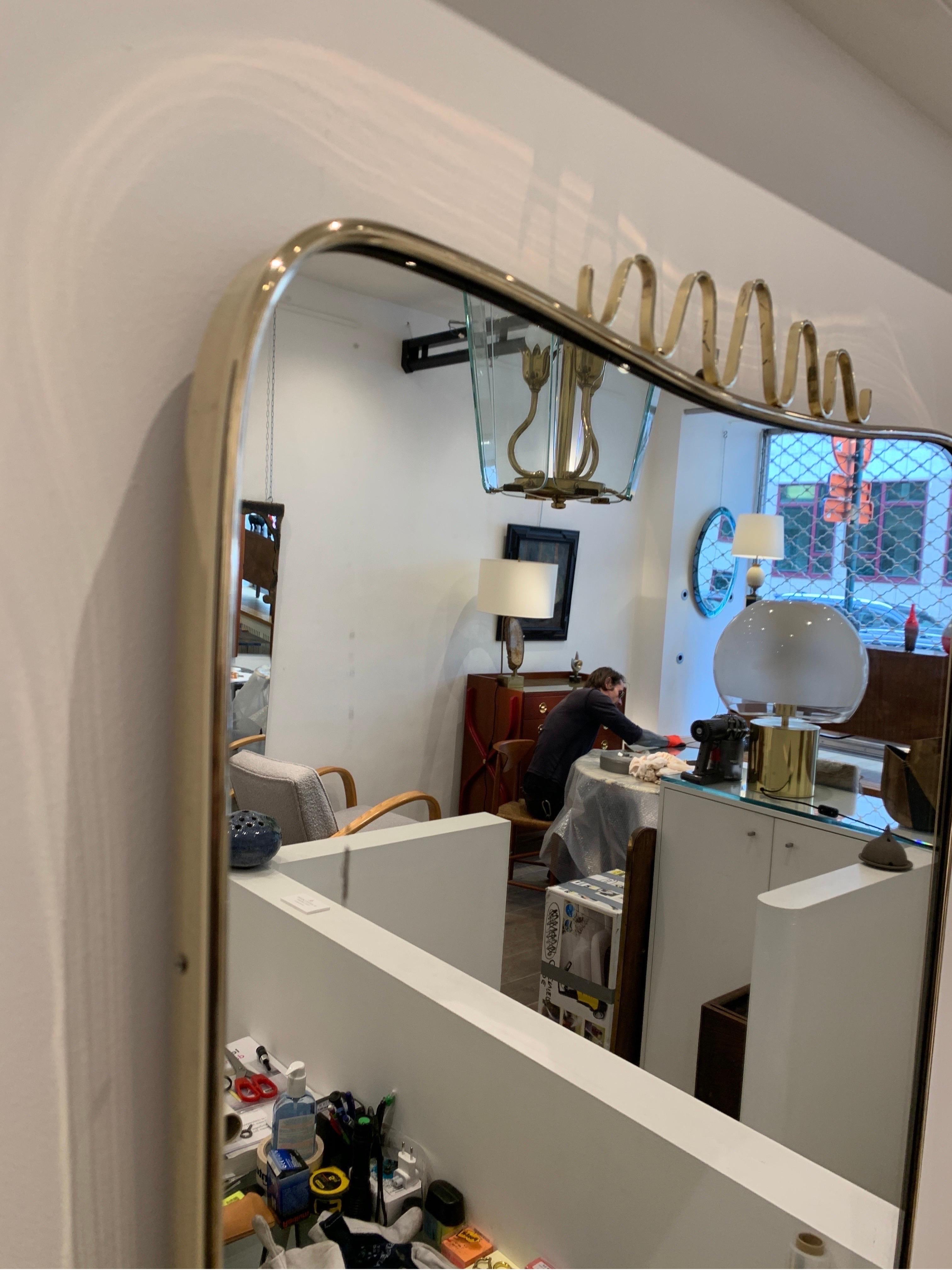 Brass Mirror Attibuted to Gio Ponti, 1940s In Good Condition In Brussels, BE