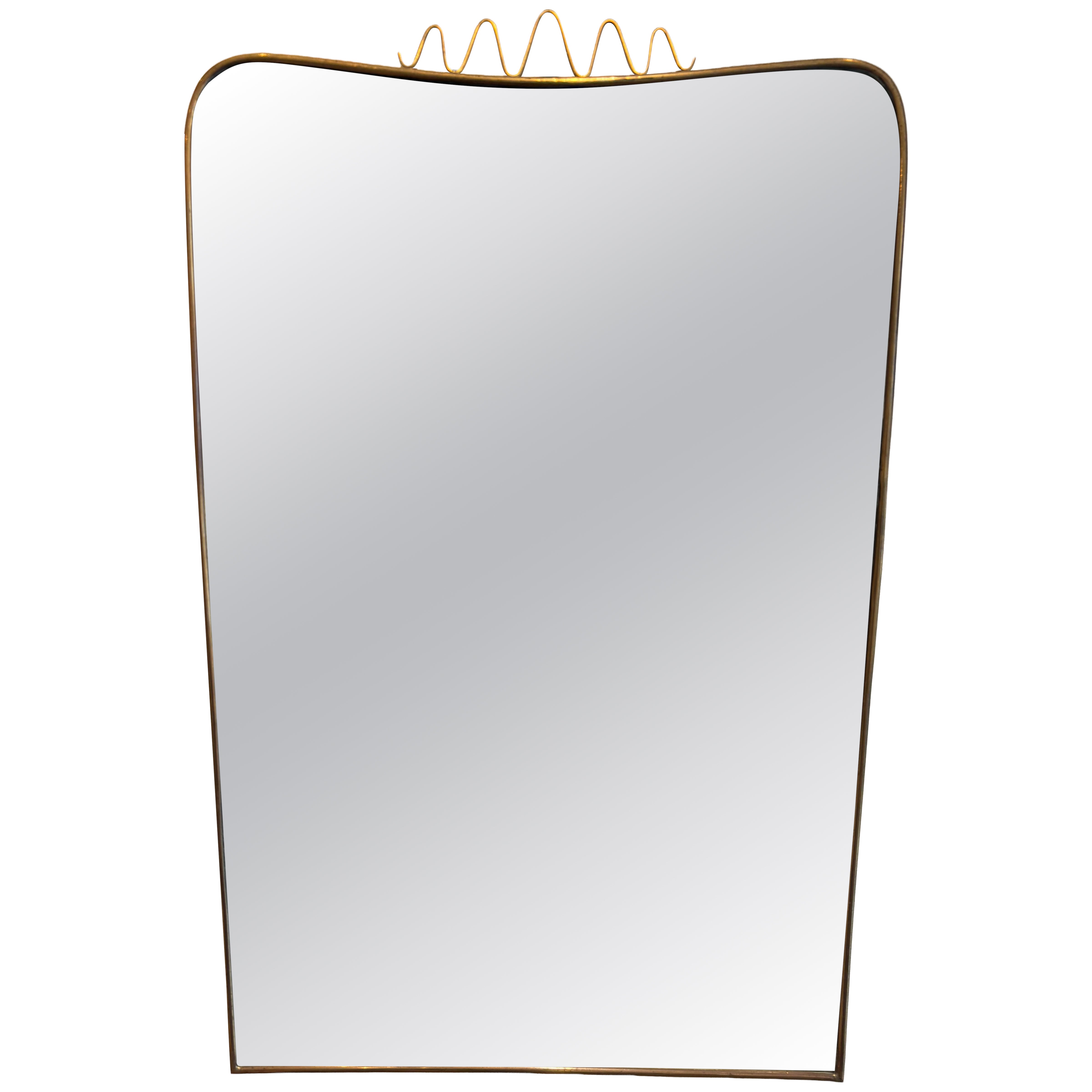 Brass Mirror Attributed to Gio Ponti, Italy, 1940s