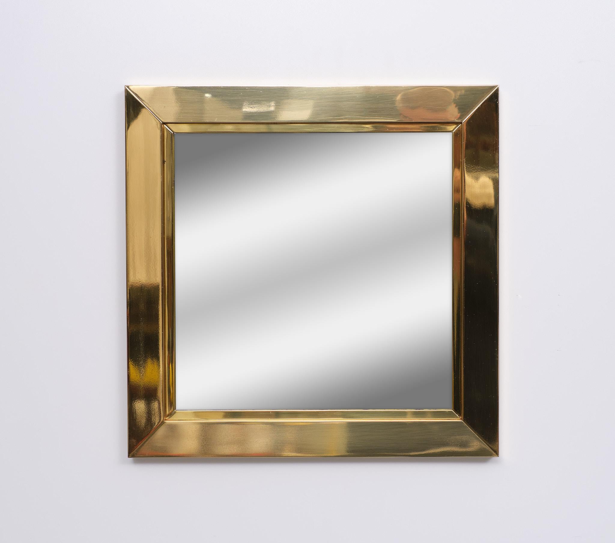 Hollywood Regency Brass Mirror Attributed to Willy Rizzo 1970 Italy For Sale