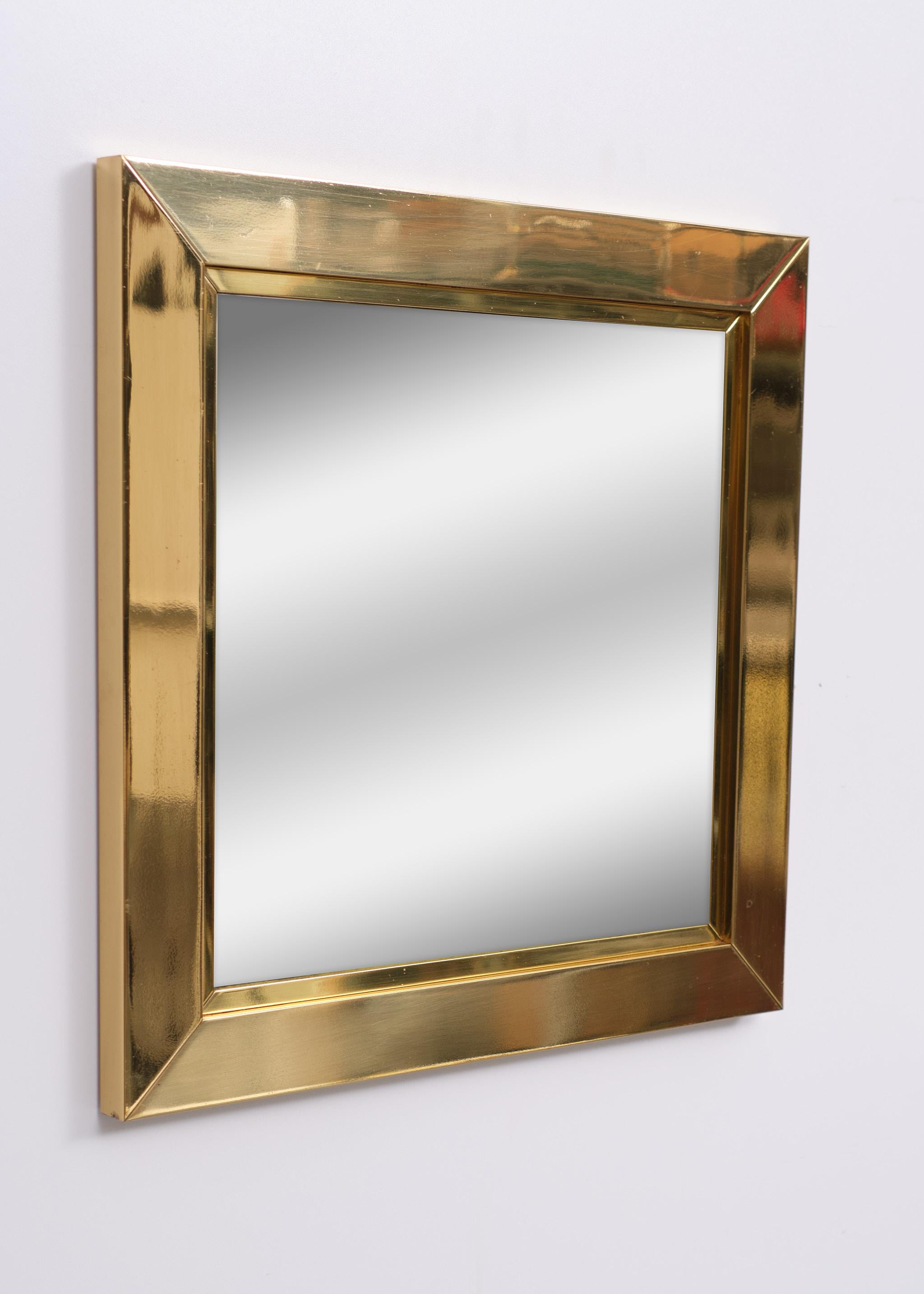Brass Mirror Attributed to Willy Rizzo 1970 Italy In Good Condition For Sale In Den Haag, NL