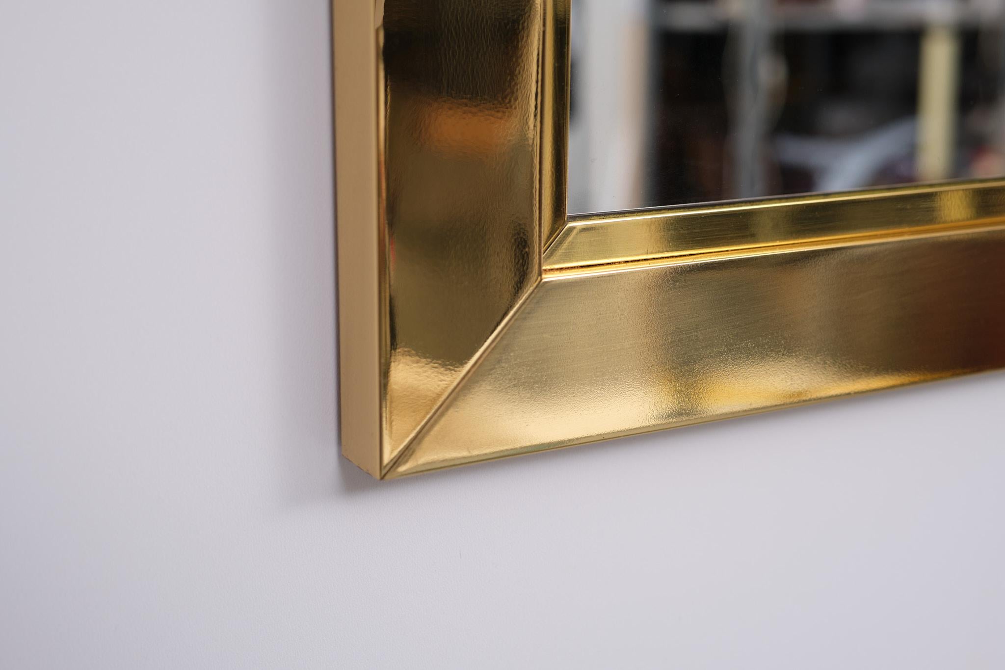Late 20th Century Brass Mirror Attributed to Willy Rizzo 1970 Italy For Sale