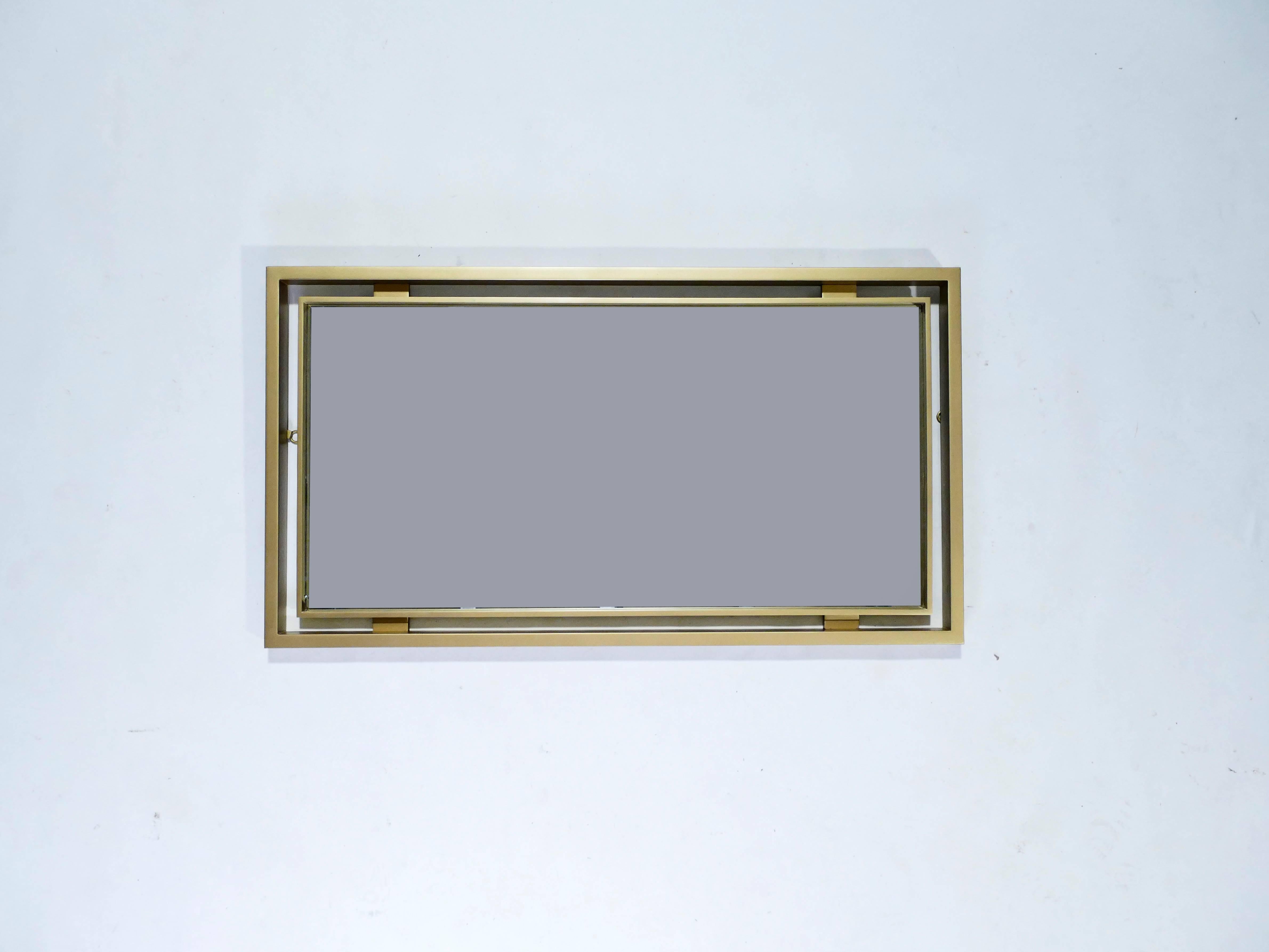 French Brass Mirror by Guy Lefevre for Maison Jansen, 1970s