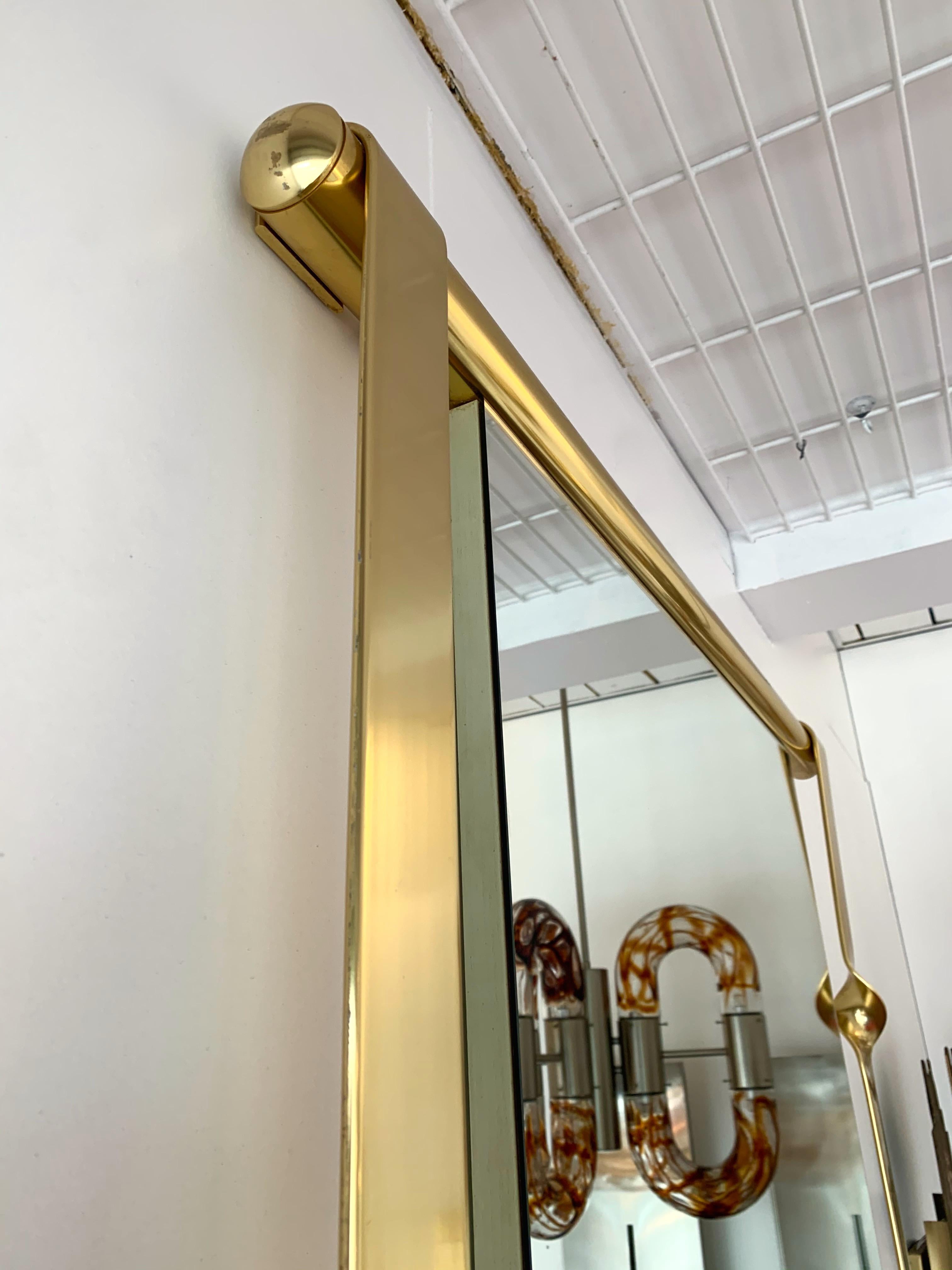 Space Age Brass Mirror by Luciano Frigerio, Italy, 1970s
