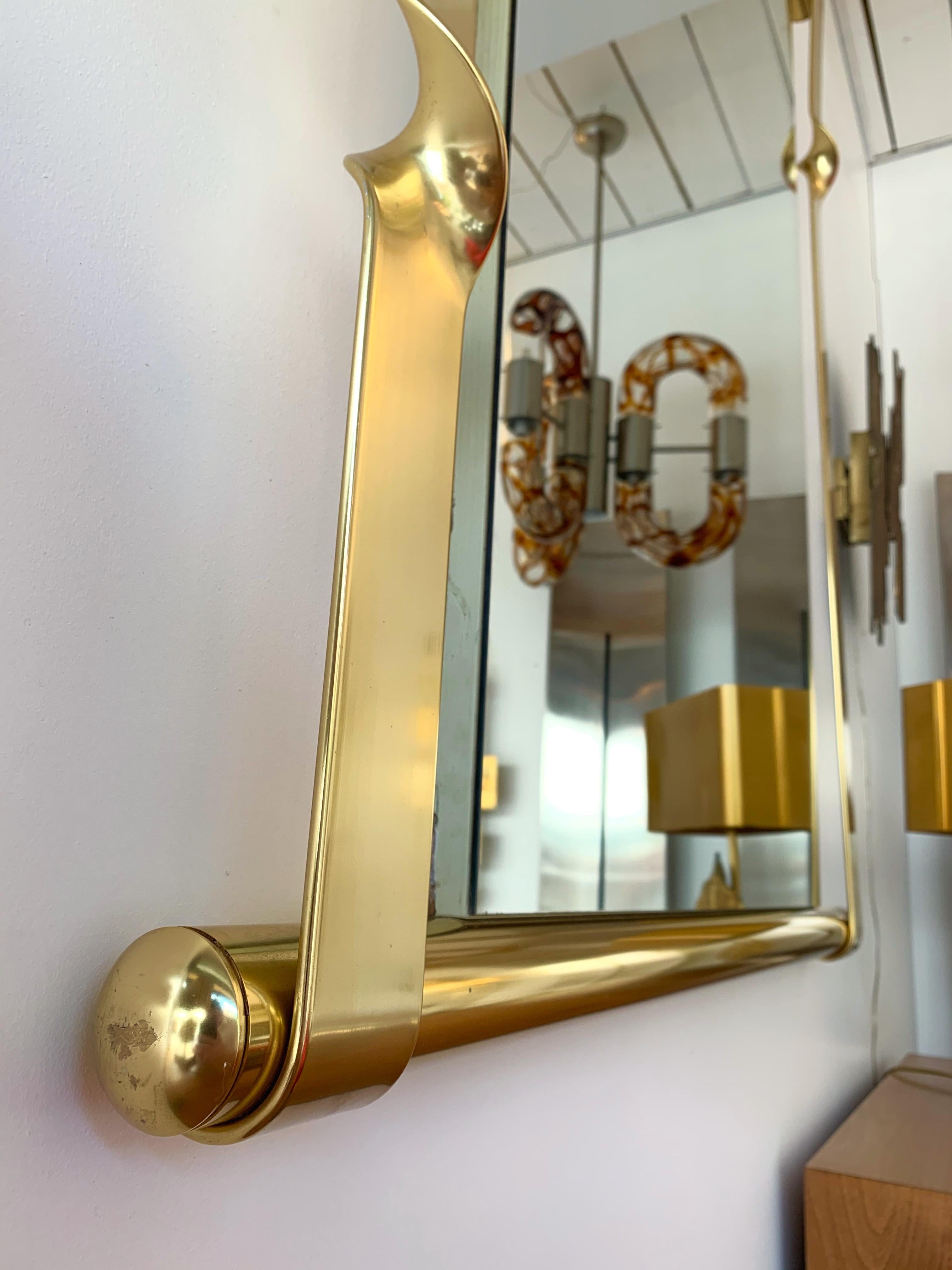 Brass Mirror by Luciano Frigerio, Italy, 1970s In Good Condition In SAINT-OUEN, FR