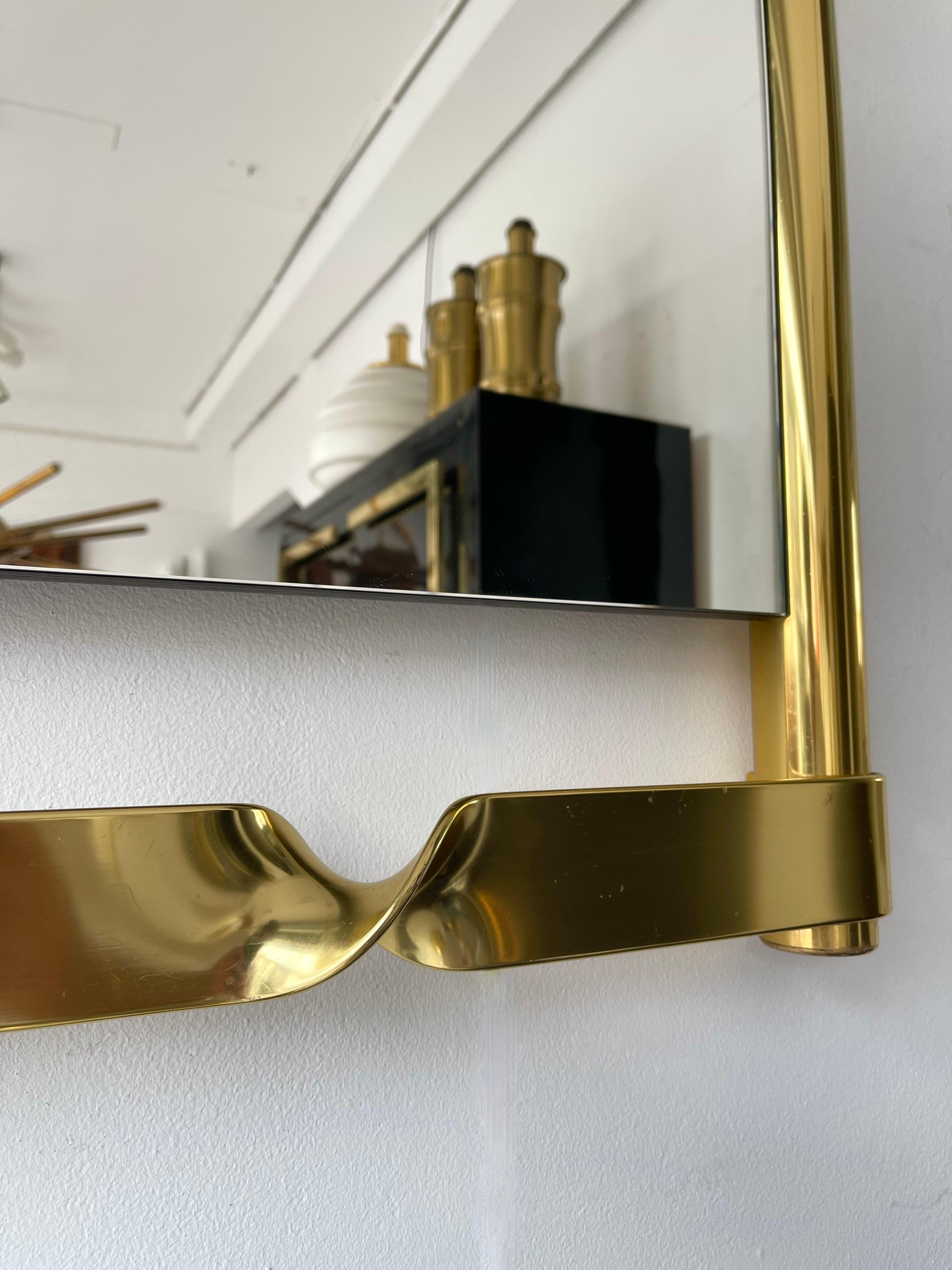 Brass Mirror by Luciano Frigerio, Italy, 1970s In Good Condition In SAINT-OUEN, FR