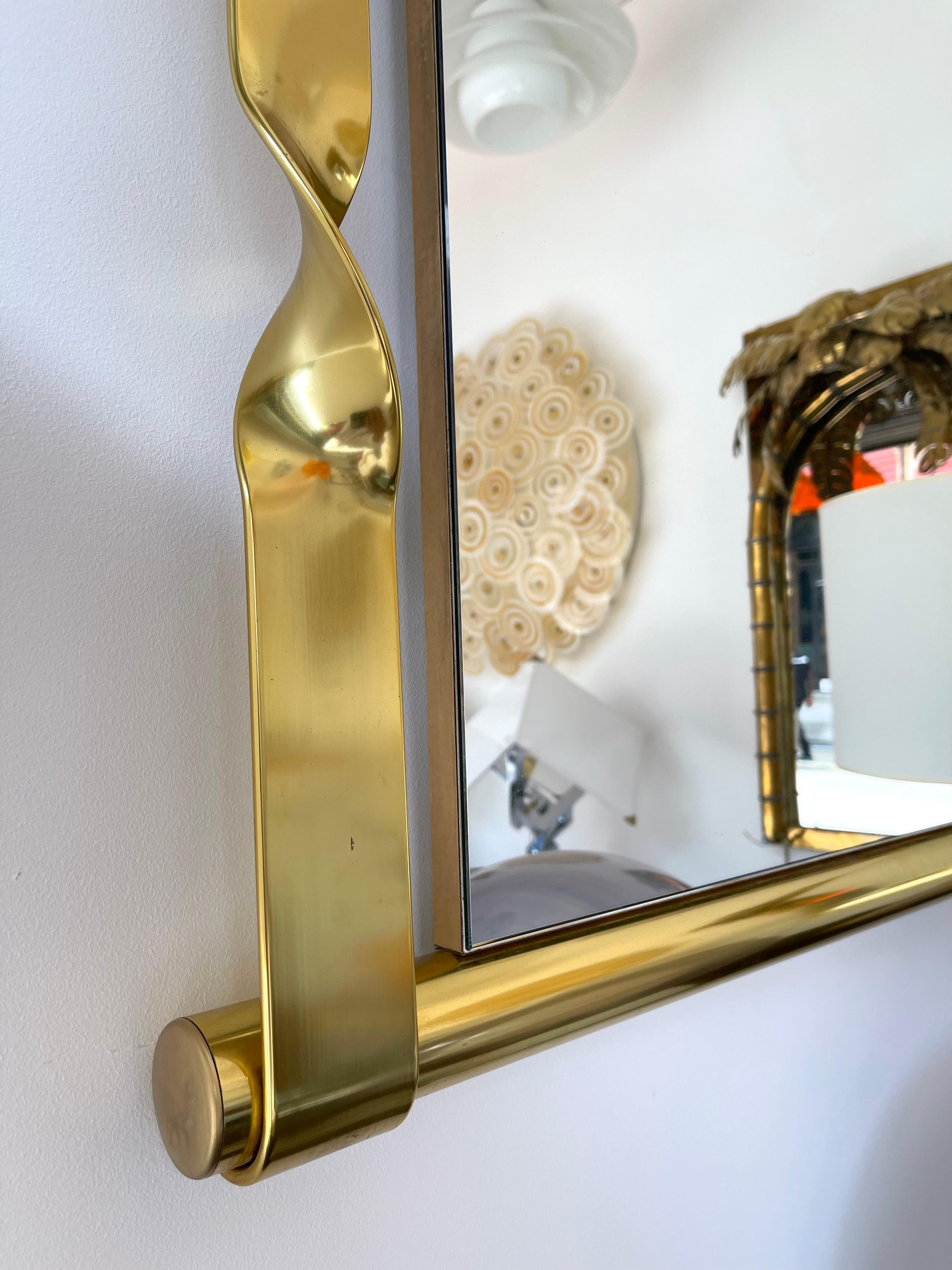 Brass Mirror by Luciano Frigerio, Italy, 1970s In Good Condition In SAINT-OUEN, FR