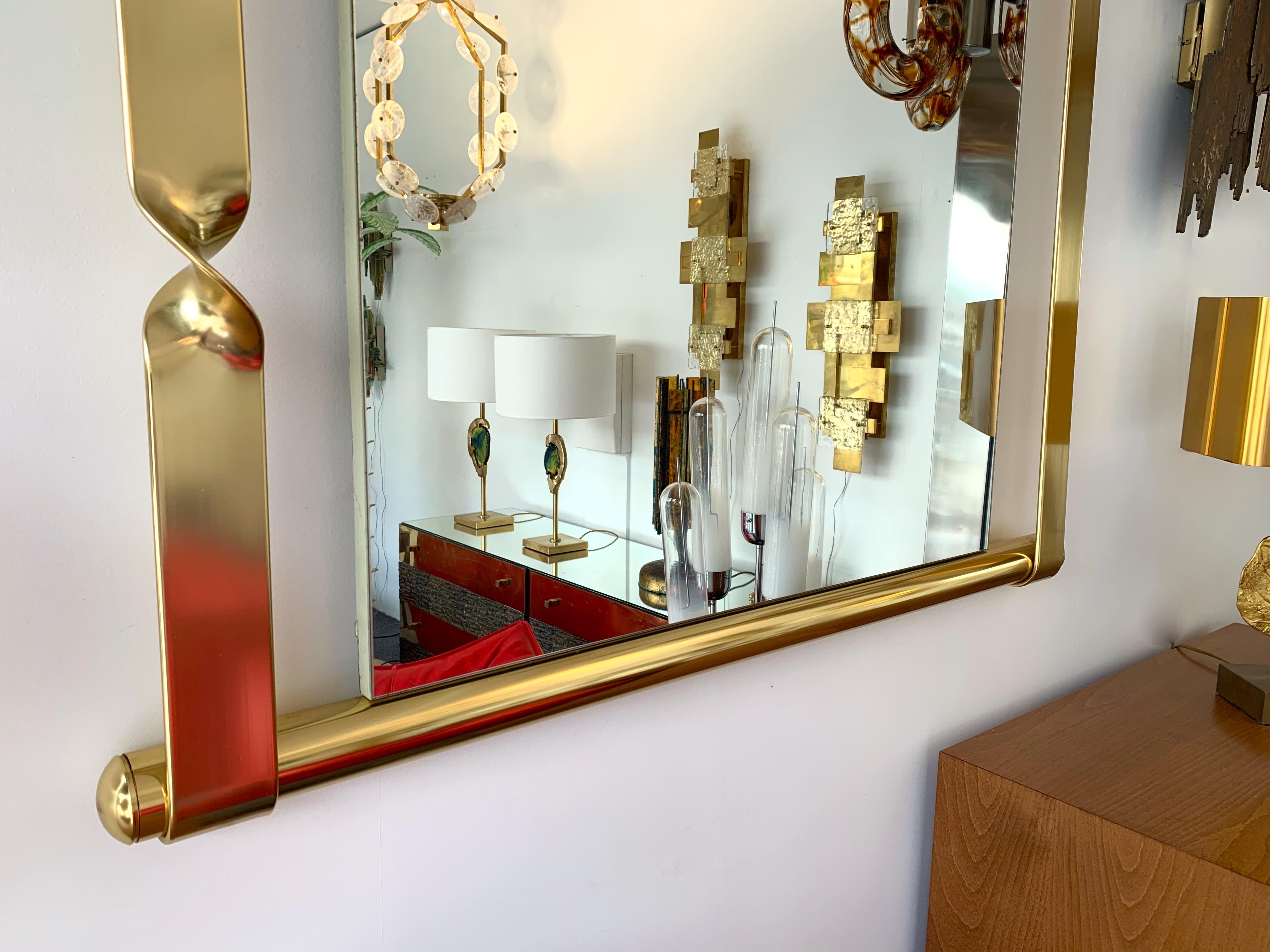 Brass Mirror by Luciano Frigerio, Italy, 1970s 2