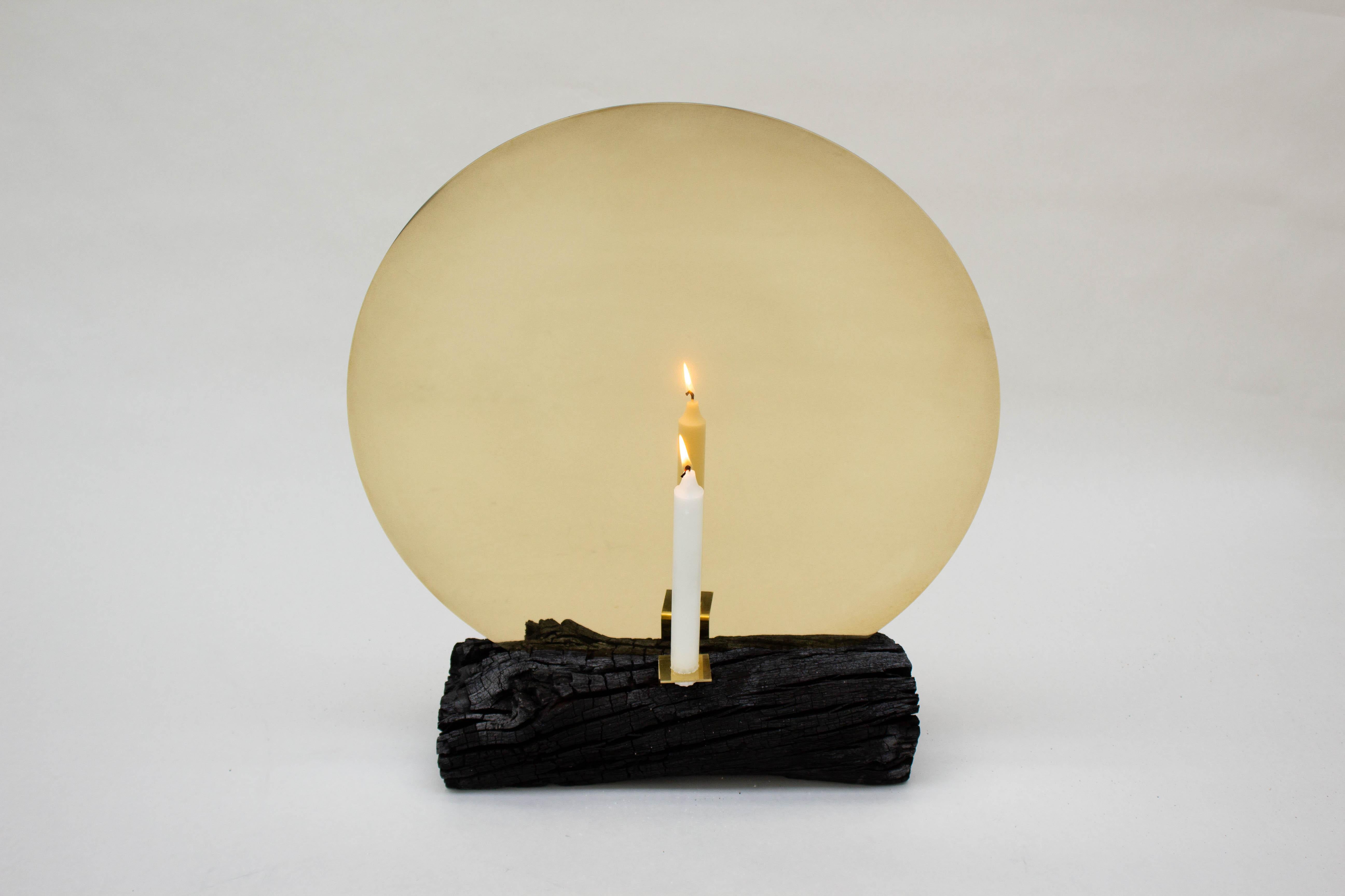 Organic Modern Brass Mirror Candle Holder by Dessislava Madanska