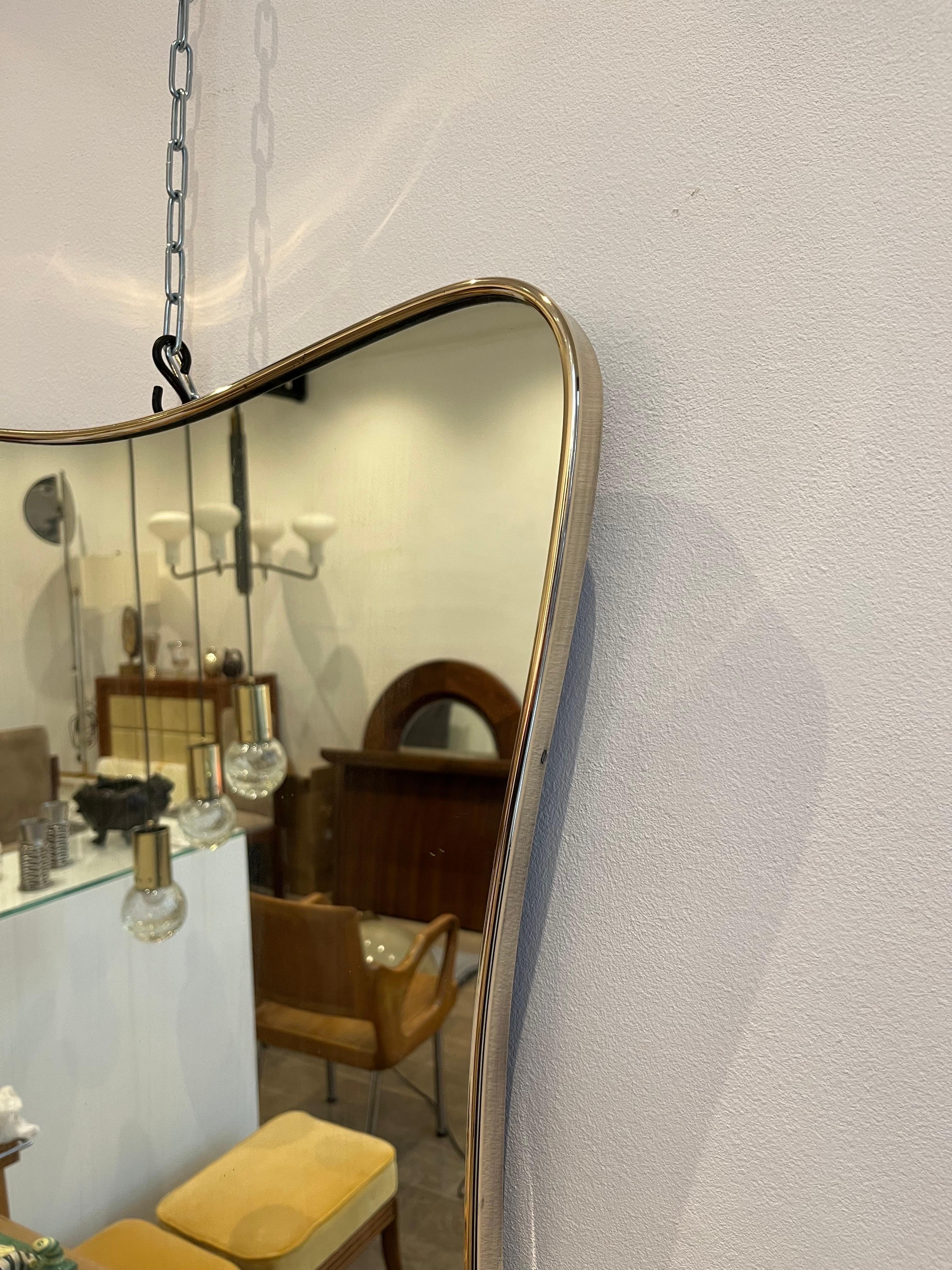 Milieu du XXe siècle Miroir italien en laiton attribué à Gio Ponti, années 1950 en vente