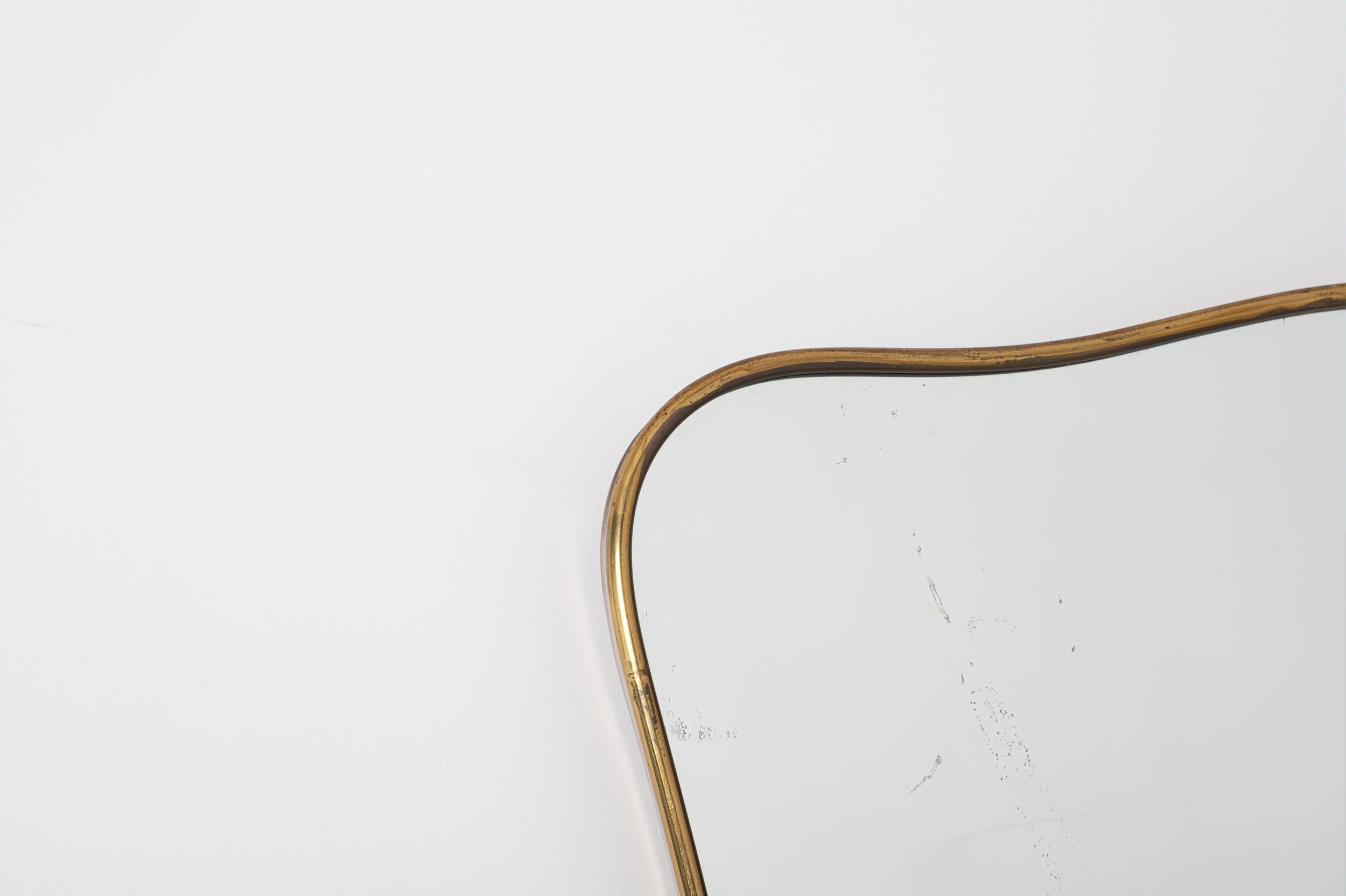 Specchio con cornice in ottone Italia c1950 In condizioni buone a London, GB