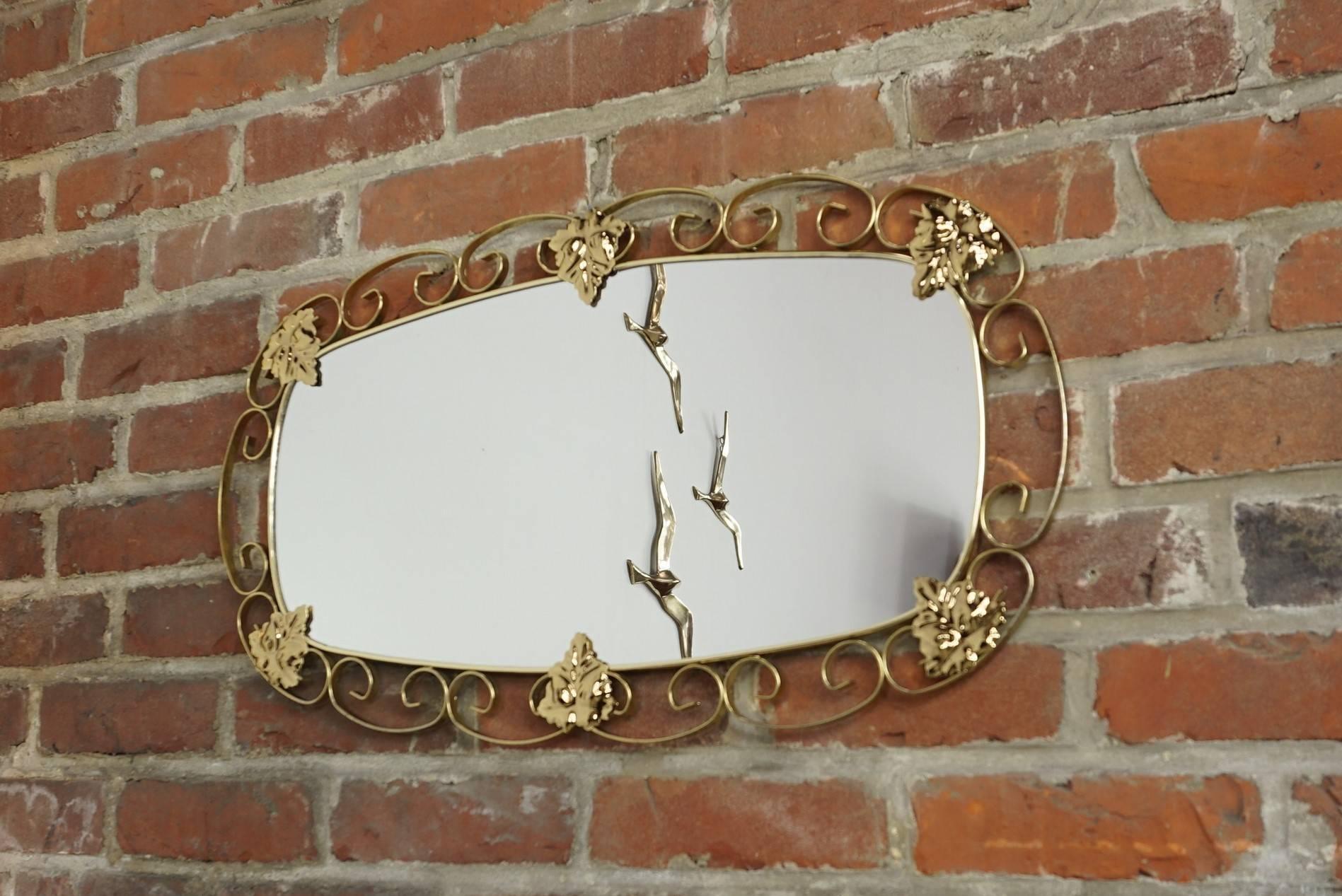 20th Century Brass Mirror from the 1950s For Sale