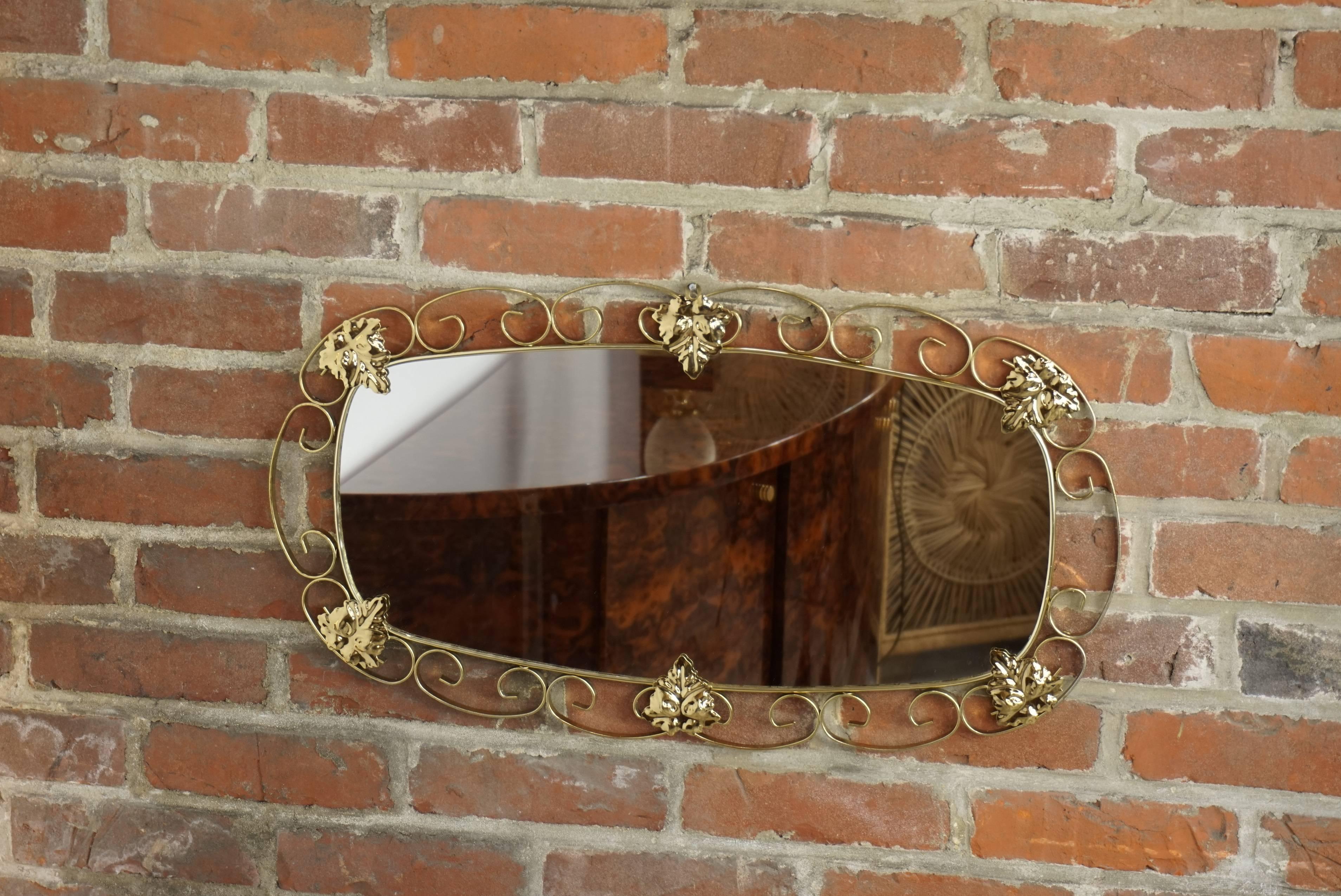 Brass Mirror from the 1950s For Sale 1