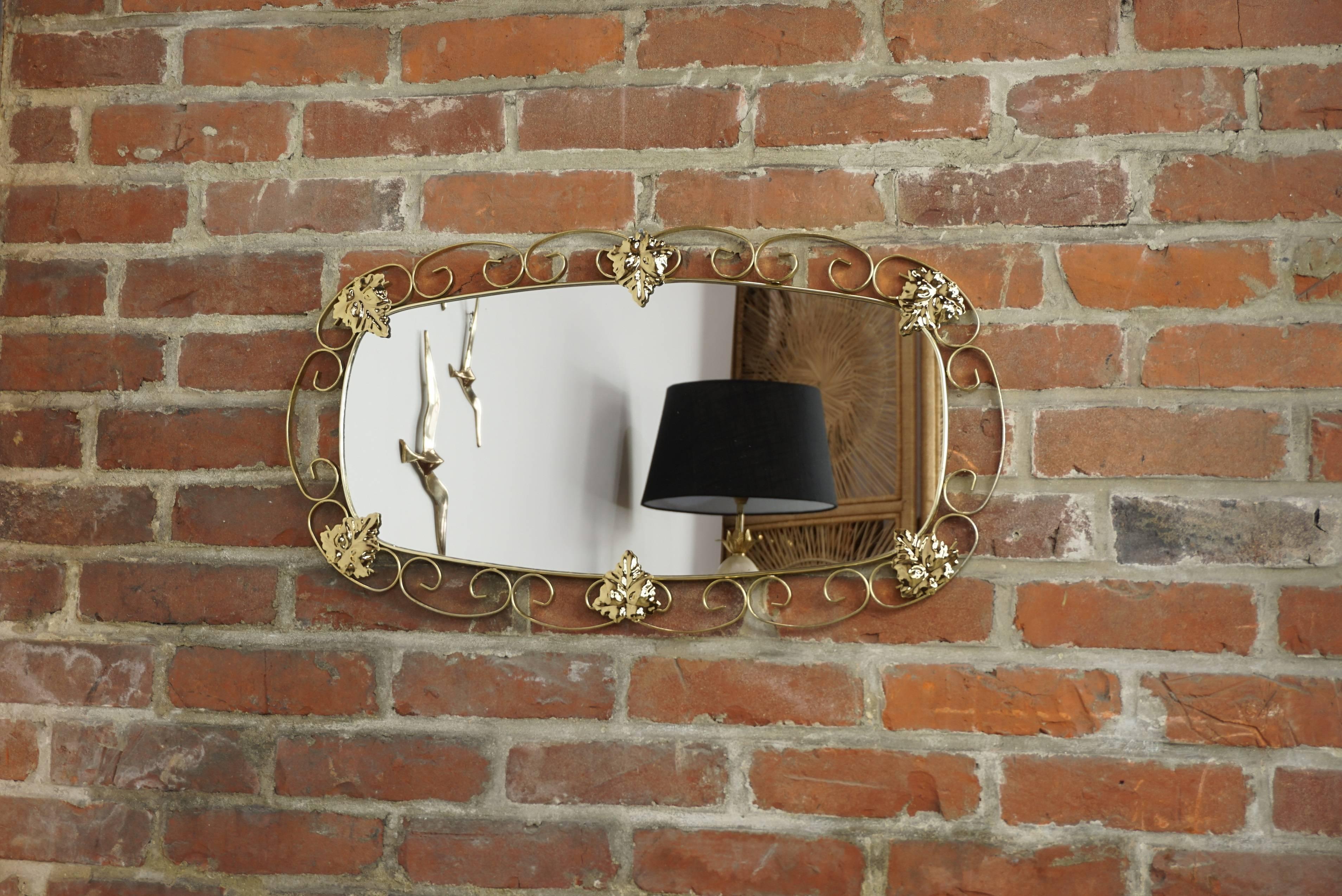 Brass Mirror from the 1950s For Sale 2