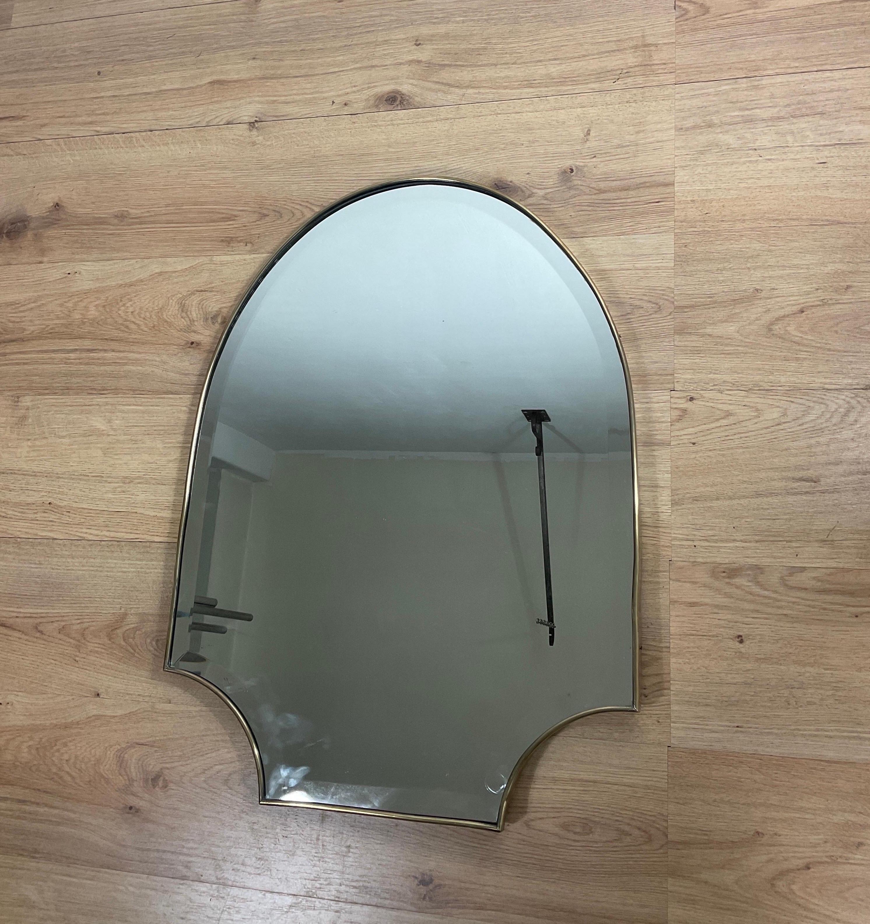 Mid-20th Century Brass Mirror from the 50s Attributable to Gio Ponti For Sale