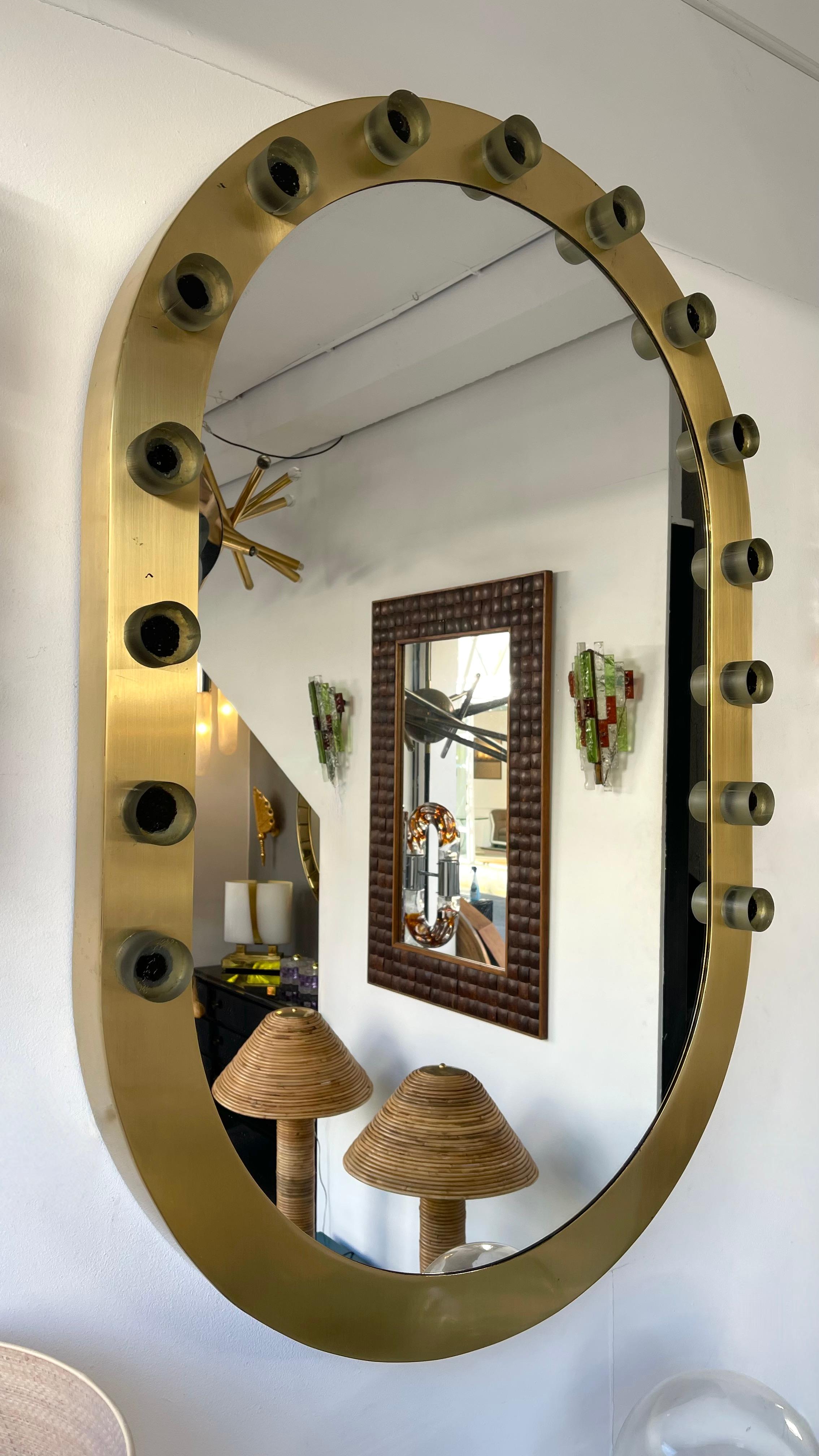 Messing-Spiegelglas-Cabochon-Dekor, Italien, 1990er Jahre im Angebot 5