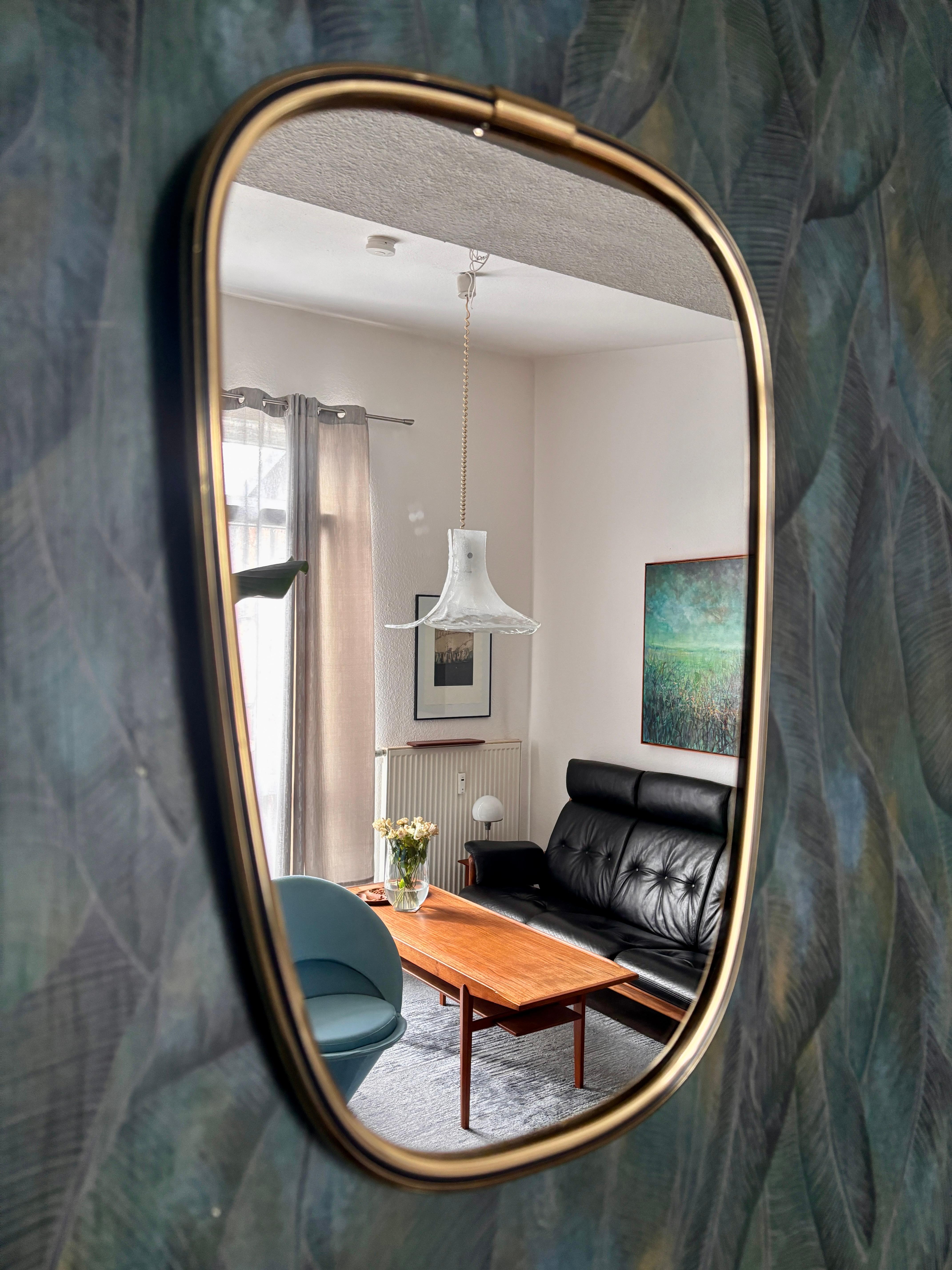 Milieu du XXe siècle Miroir en laiton Lenz Allemagne, 1960 en vente