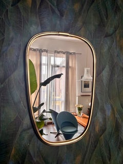 Miroir en laiton Lenz Allemagne, 1960