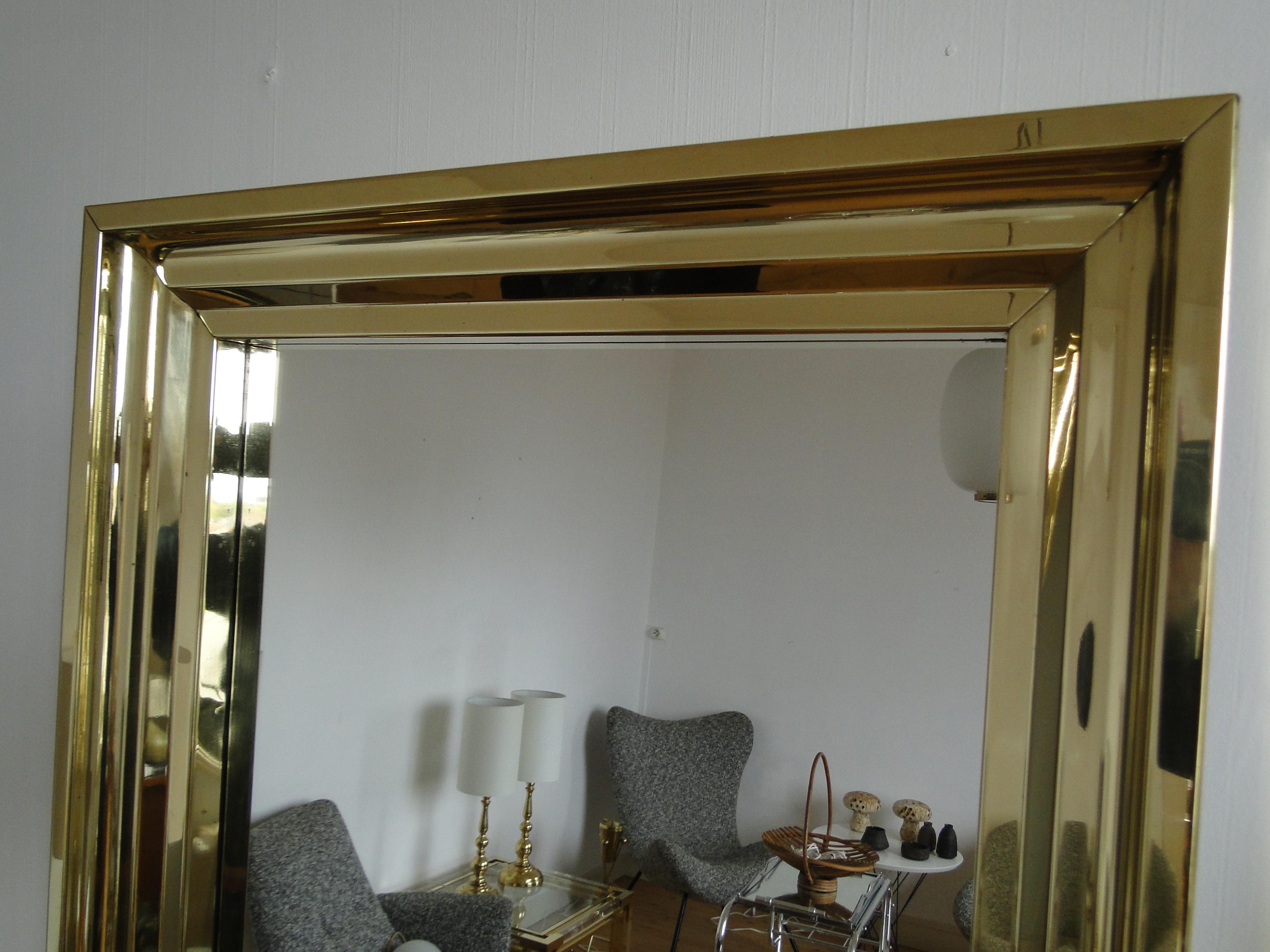 Brass mirror Frame  France Mid Century Fireplaces In Good Condition For Sale In Lège Cap Ferret, FR