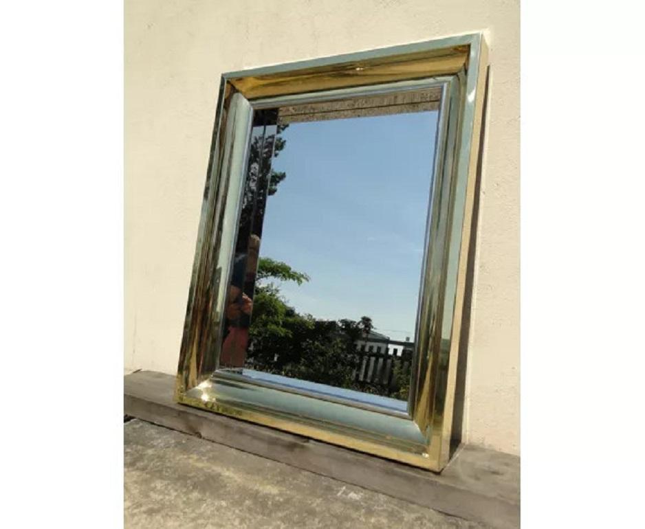 Mid-Century Modern Brass Mirror Mid Century France For Sale