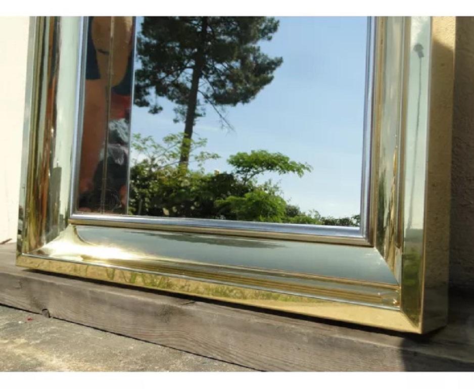 Brass Mirror Mid Century France In Good Condition For Sale In Lège Cap Ferret, FR