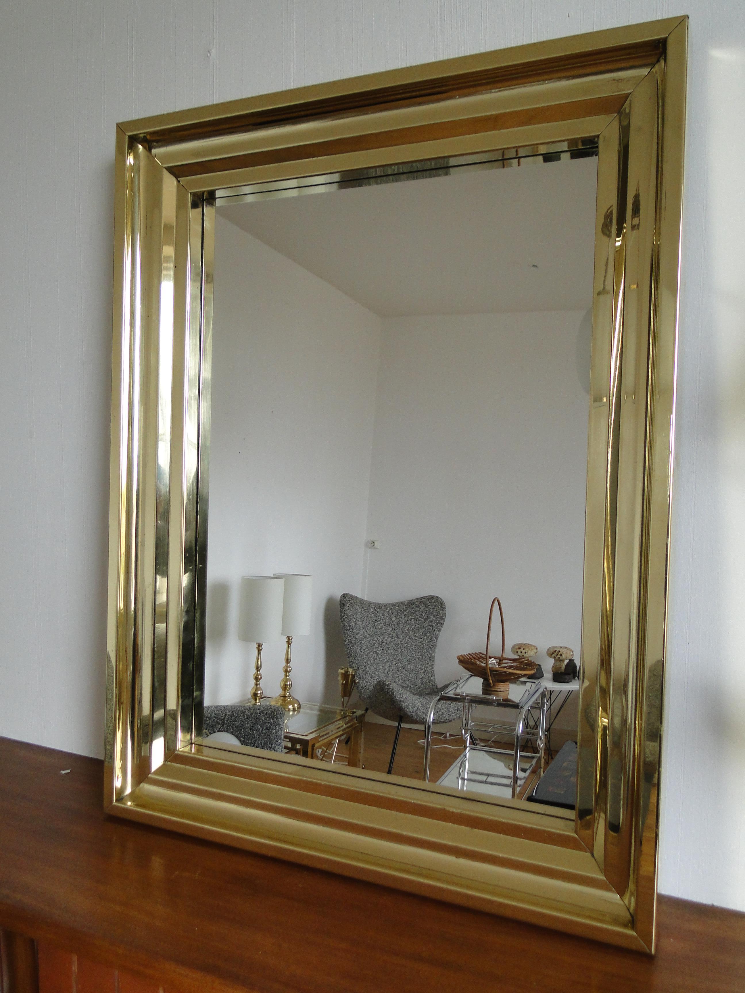 French Brass mirror Frame  France Mid Century Fireplaces For Sale