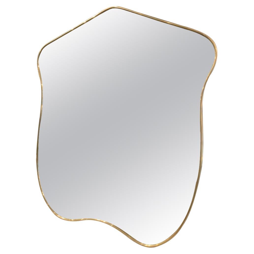 Brass Mirror-Midcentury, Italy-Shield like Form