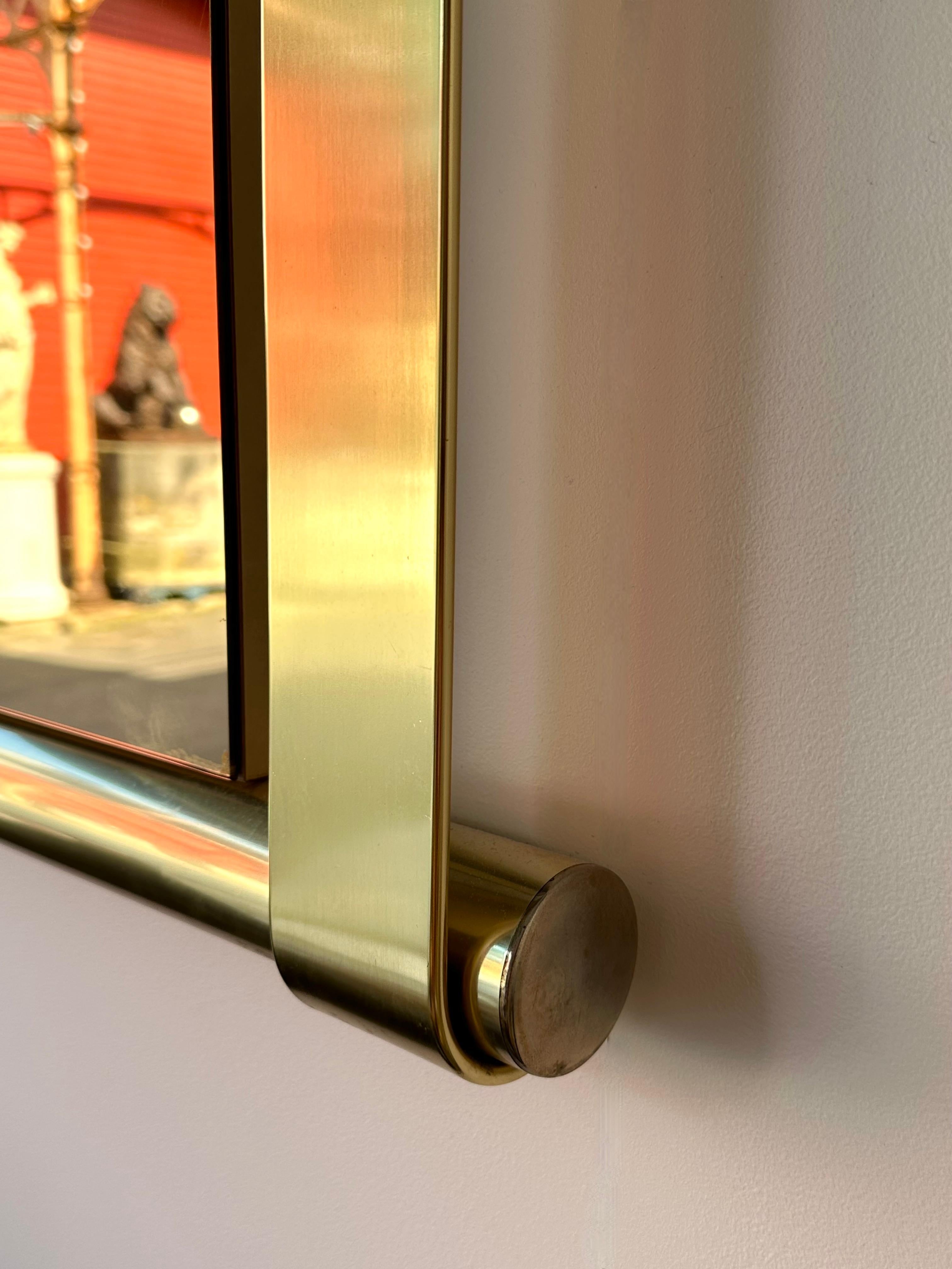Italian Brass Mirror Pink Copper Glass by Luciano Frigerio, Italy, 1970s For Sale