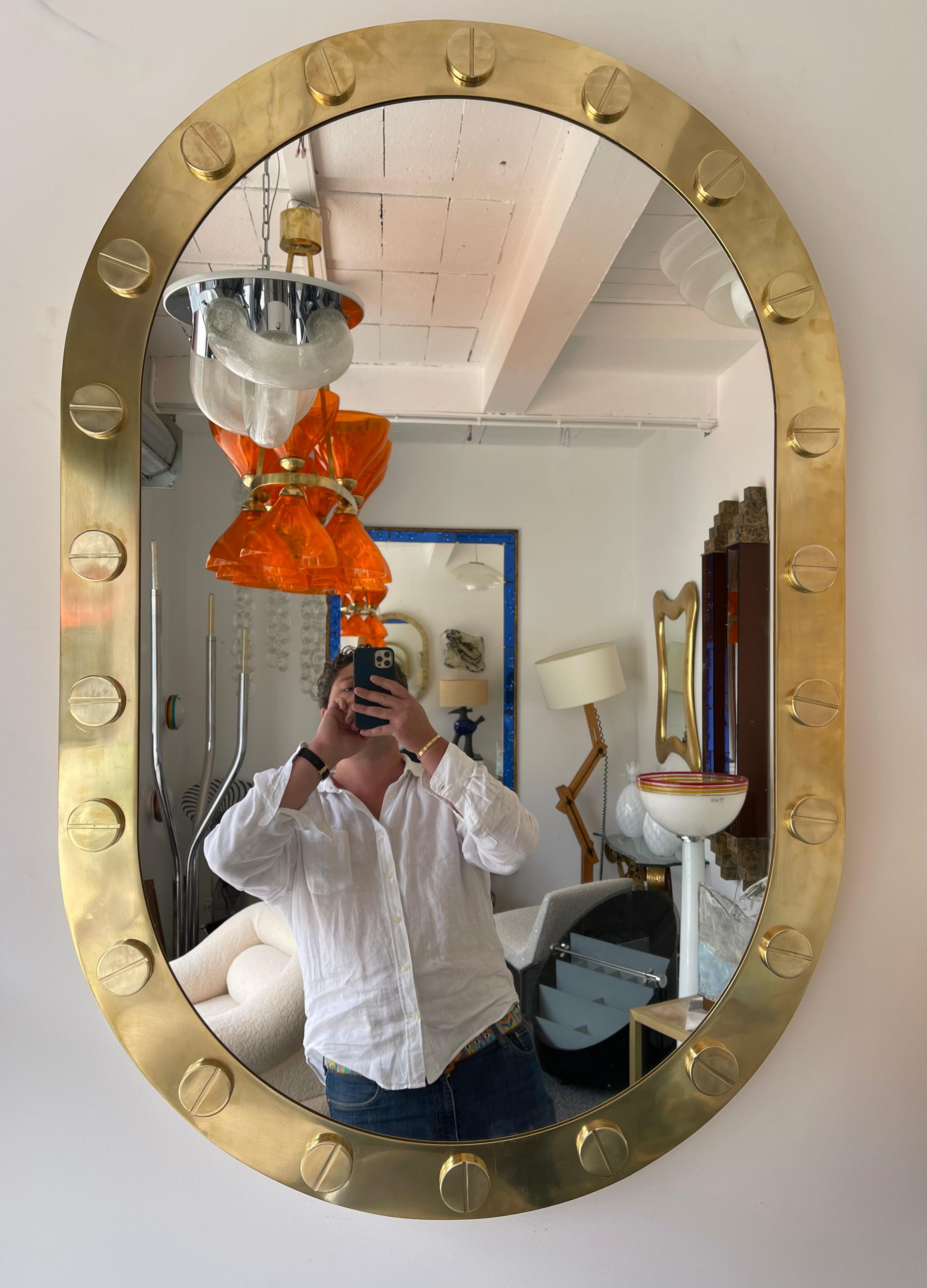 Late 20th Century Brass Mirror Screw Decor. Italy, 1990s
