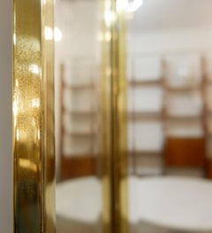 Brass and Mirror Six Panel Folding Floor Screen, Italy