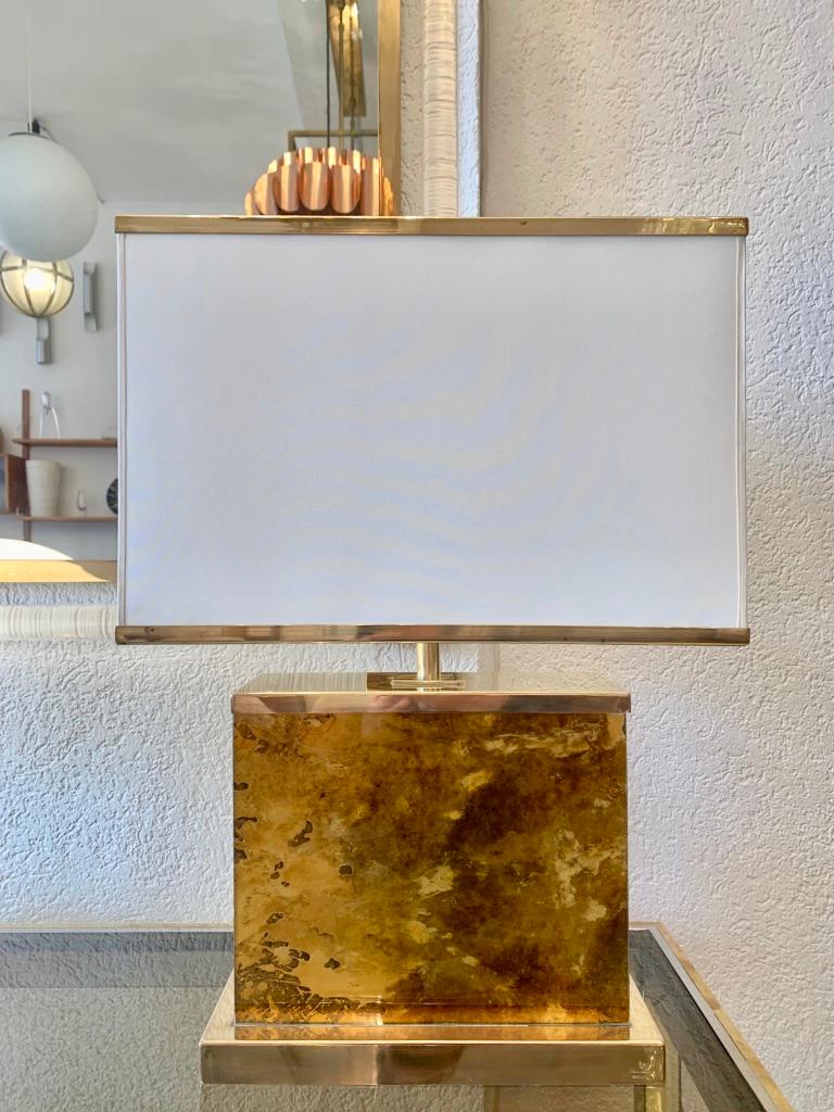 Brass & Glass Table Lamp by Romeo Rega, Italy ca. 1970s In Excellent Condition In Geneva, CH