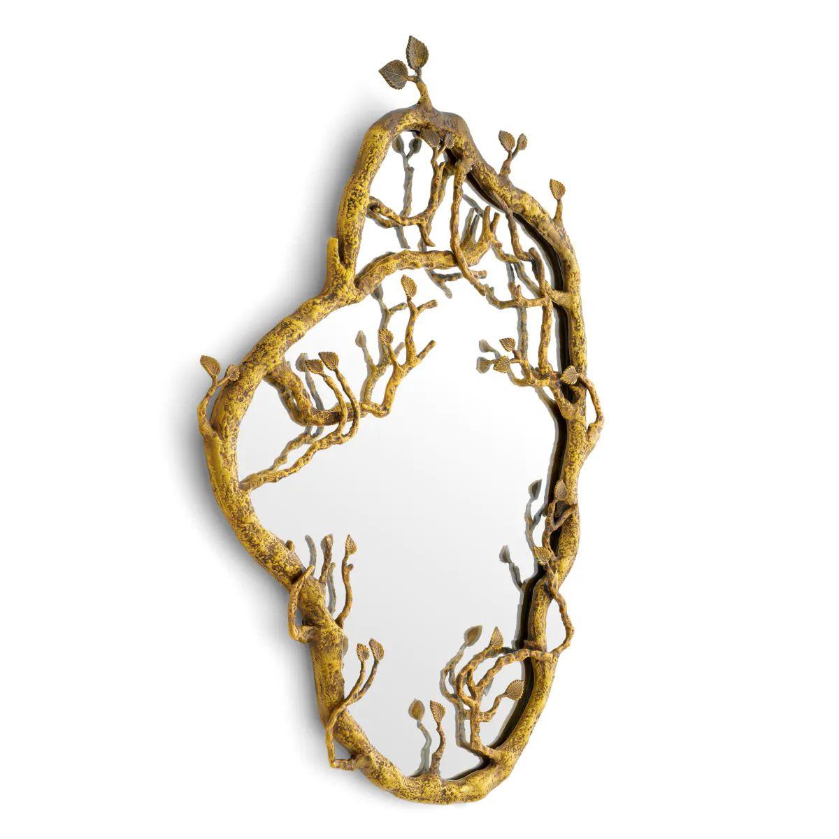 Brass Mirror with Cast Botanical Frame en venta 1