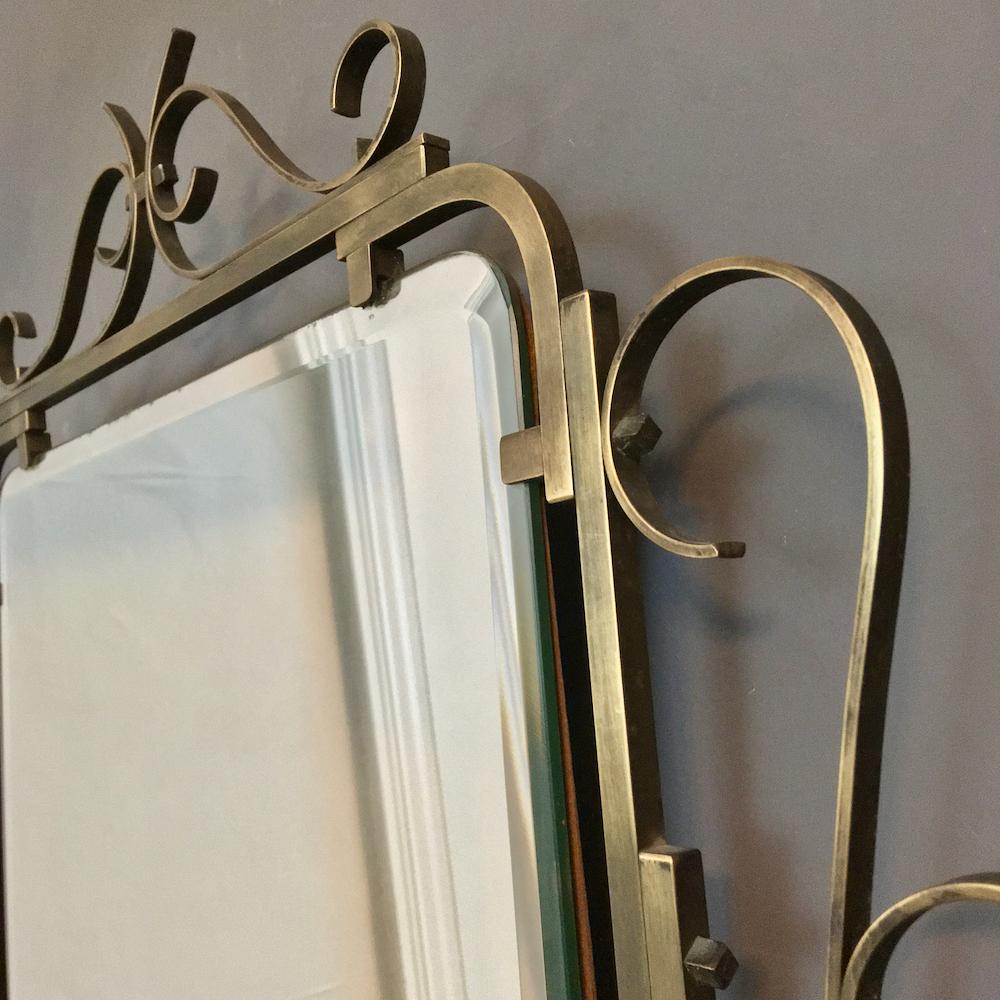 20th Century Brass Mirror with Decorative Brass Frame