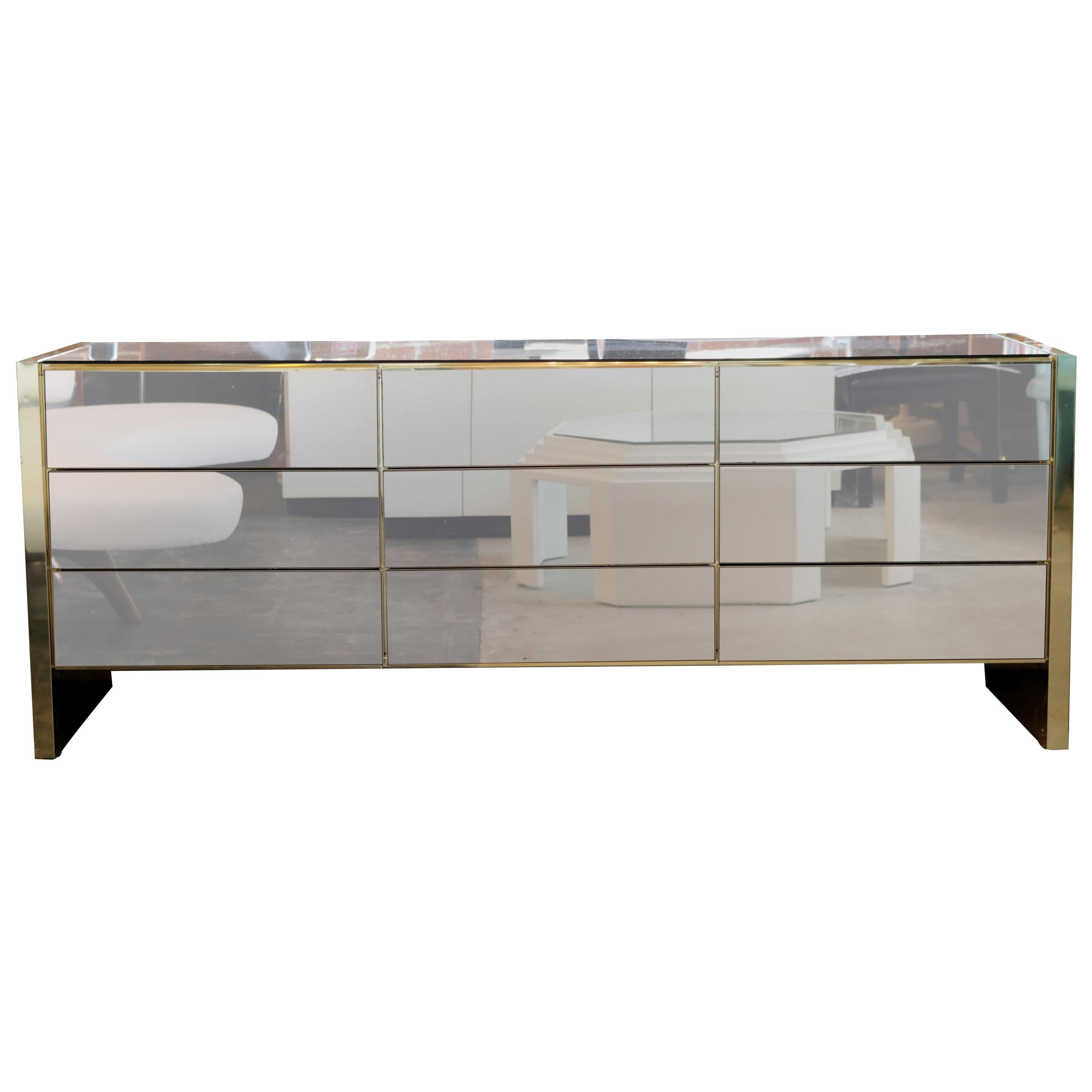Brass Mirrored Chest of Drawer by Ello Furniture