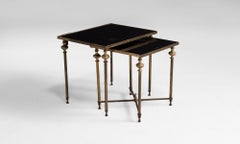Brass and Mirrored Glass Nesting Tables