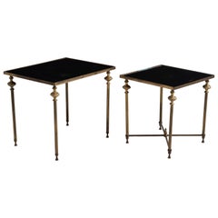 Brass and Mirrored Glass Nesting Tables