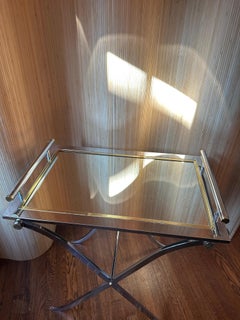 Brass Mirrored Tray Table DIA