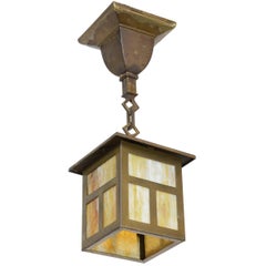 Lampe à suspension Mission en laiton avec verre de scorie