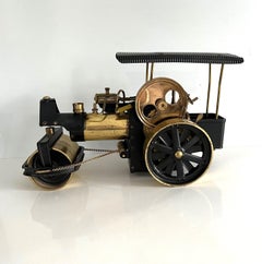 Brass Model Steam Roller Engine 'Old Smoky' Decorative Shelf Art Vintage Toy