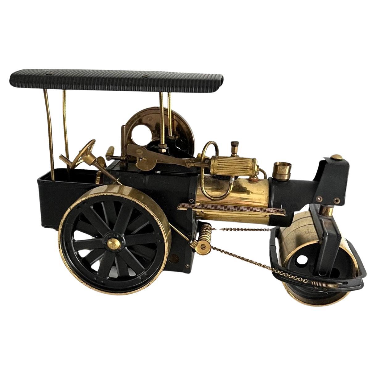 Brass Model Steam Roller Engine 'Old Smoky' Decorative Shelf Art Vintage Toy