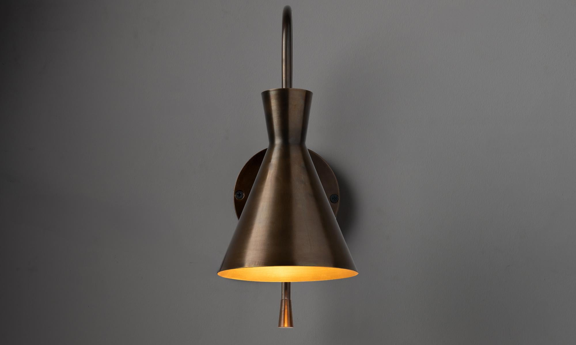 Italian Brass Modern Sconce, Made in Italy For Sale