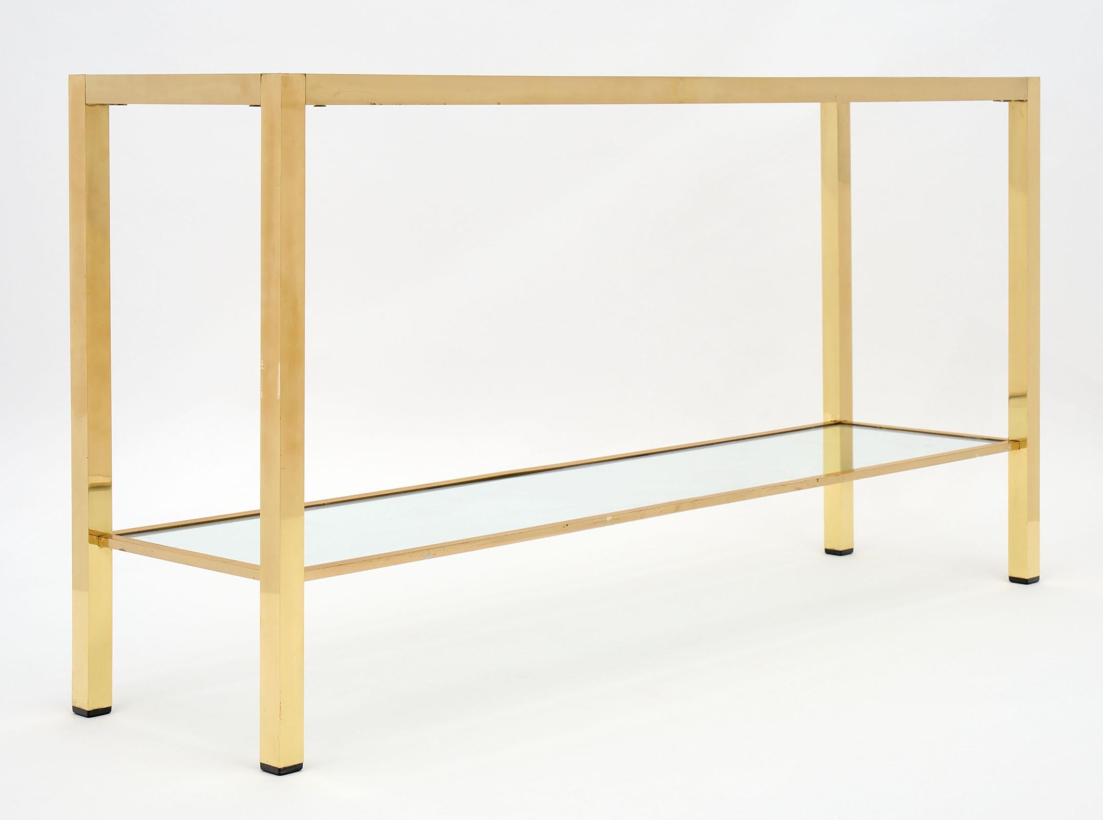 French Brass Modernist Console Table
