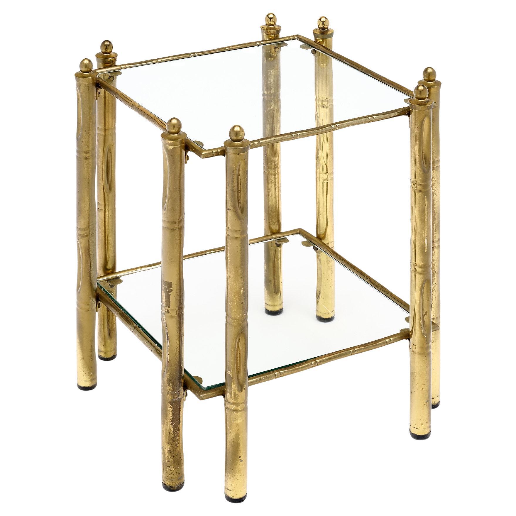 Brass Modernist French Side Table