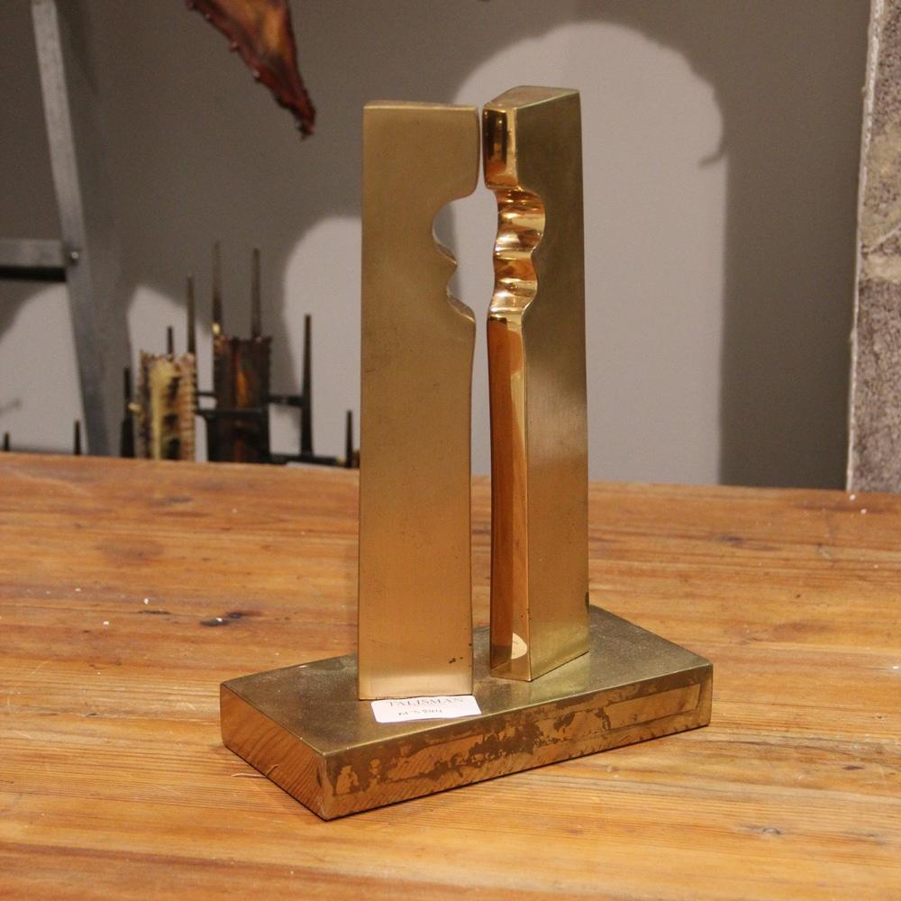 20th Century Brass Modernist Sculpture Signed For Sale