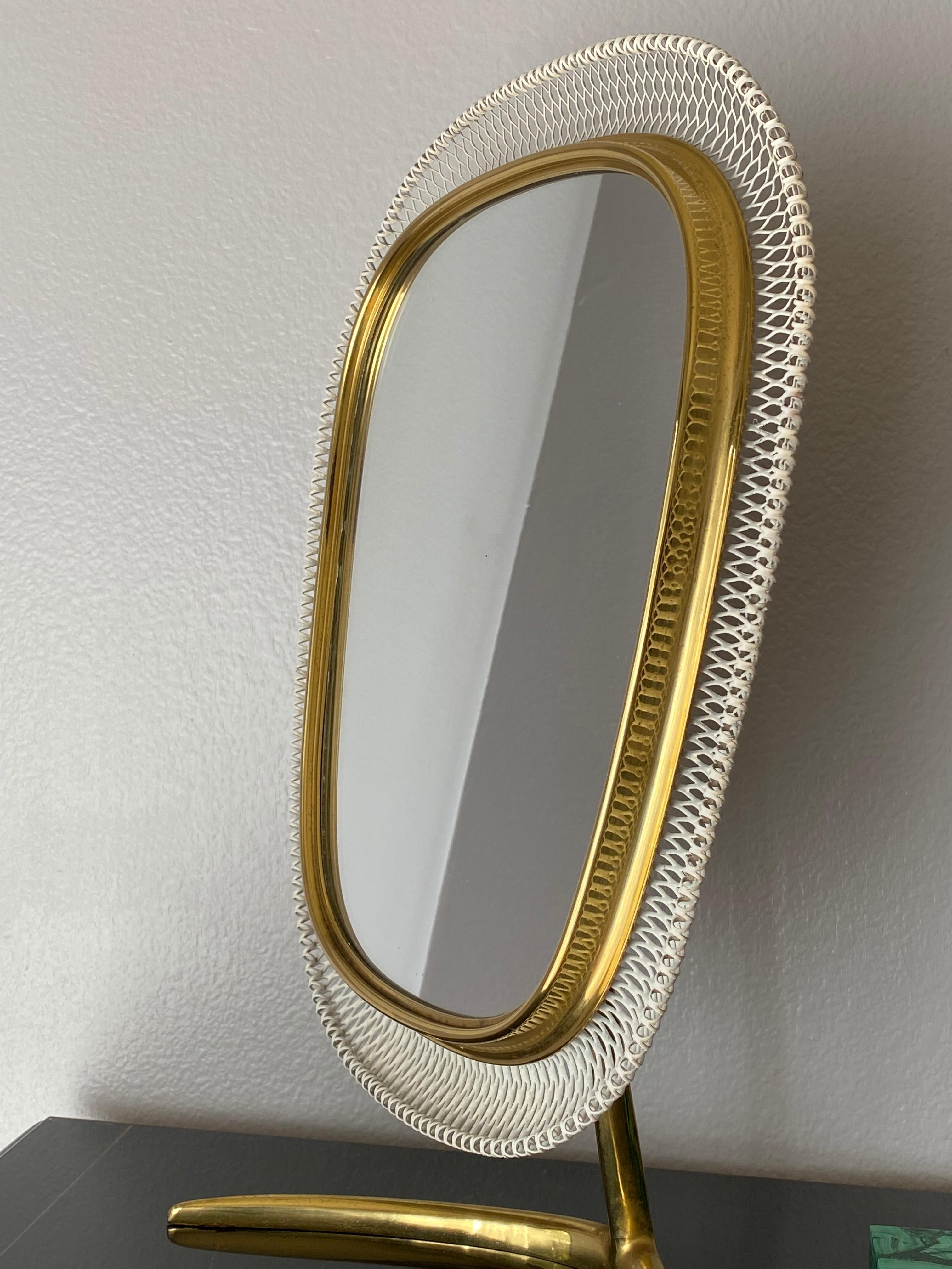 German Brass Modernist Vanity Mirror by Vereinigte Werkstätten