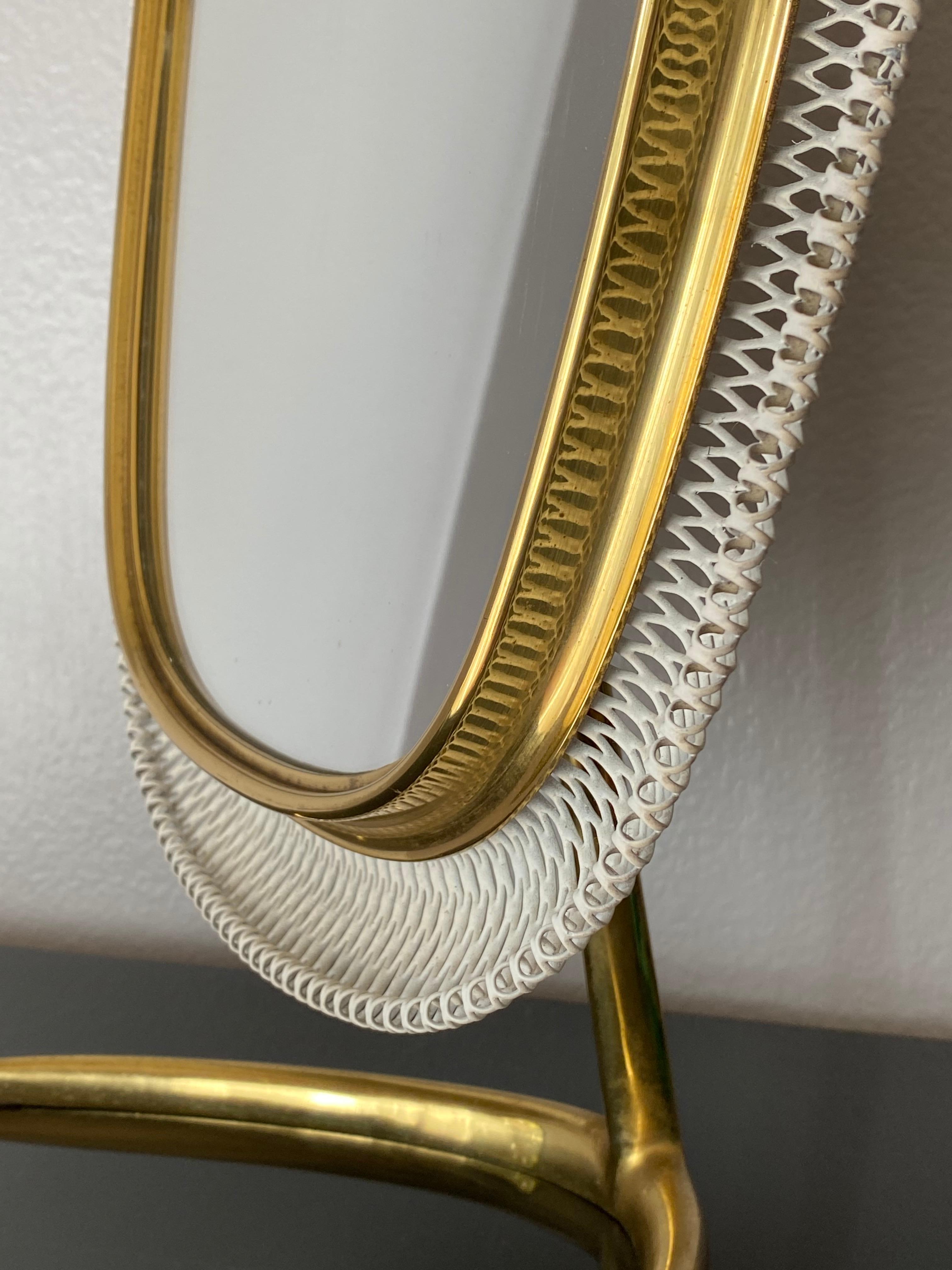 Patinated Brass Modernist Vanity Mirror by Vereinigte Werkstätten